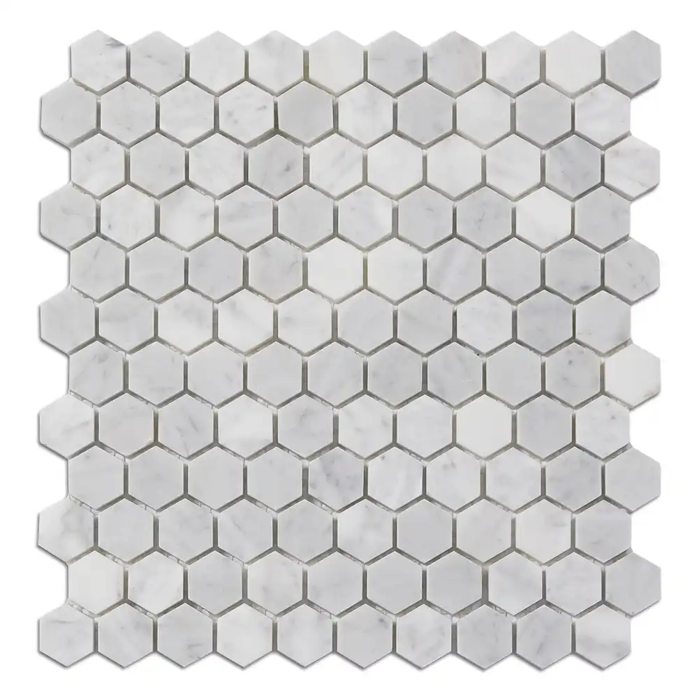 Bianco Carrara 1x1 Hexagon Polished Marble, part of our Carrara Series