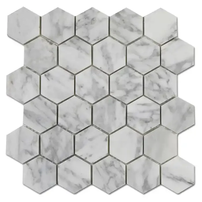 Bianco Carrara 2x2 Hexagon Polished Marble, part of our Carrara Series