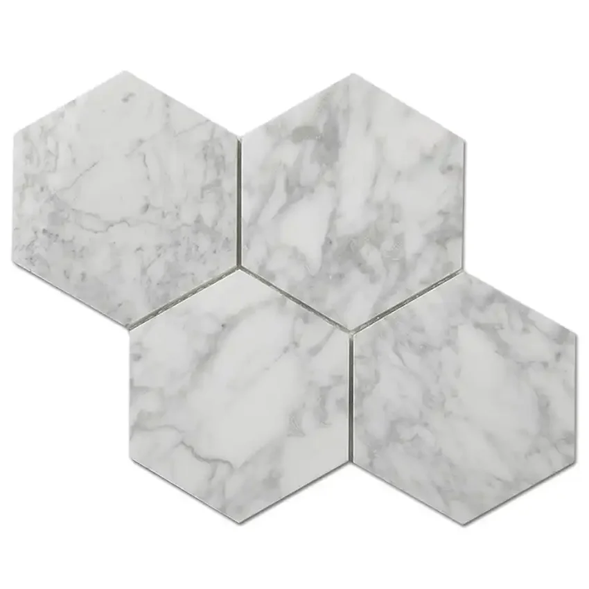 Bianco Carrara 5x5 Hexagon Polished Marble, part of our Carrara Series