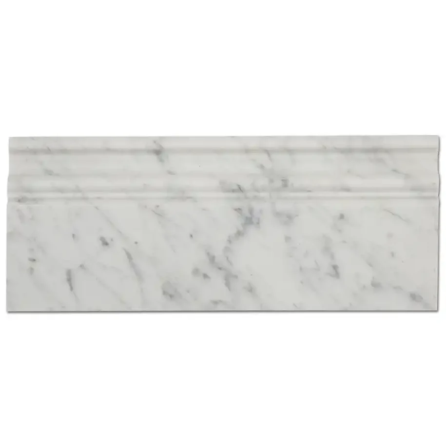 Bianco Carrara Polished Marble Baseboard trim, part of our Carrara Series