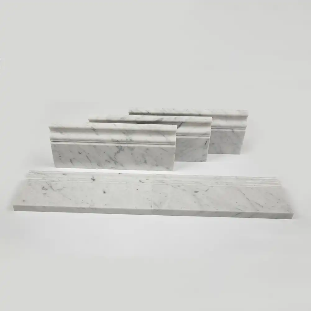 Bianco Carrara Polished Marble Baseboard, part of our Carrara Series