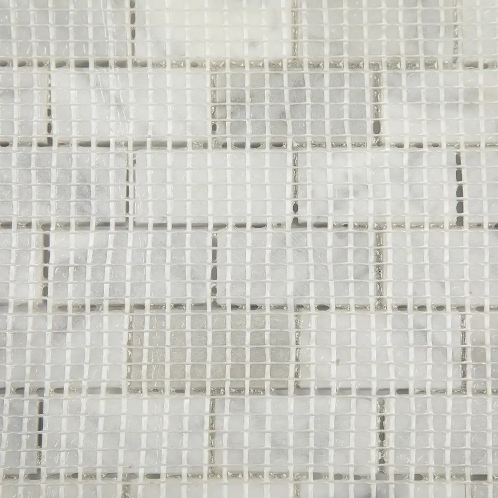 Bianco Carrara Italian Marble Polished Offset 1x2 Mosaic Tile 06