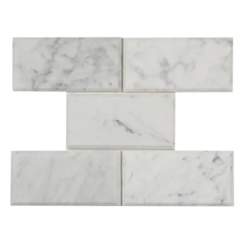 Bianco Carrara 3x6 Beveled Polished Marble, part of our Carrara Series