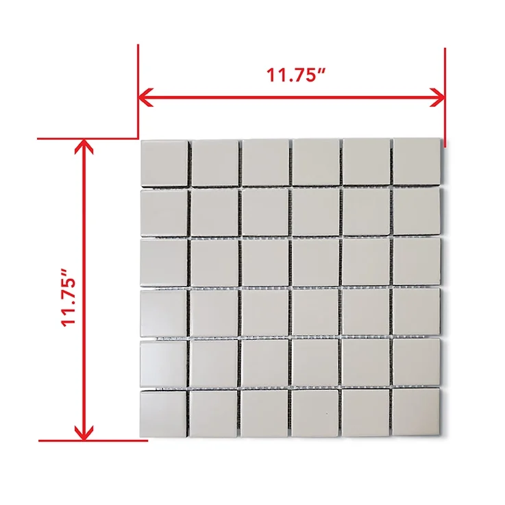 Dimensions of 2x2 Square Mosaic Tile in Light Mink Color