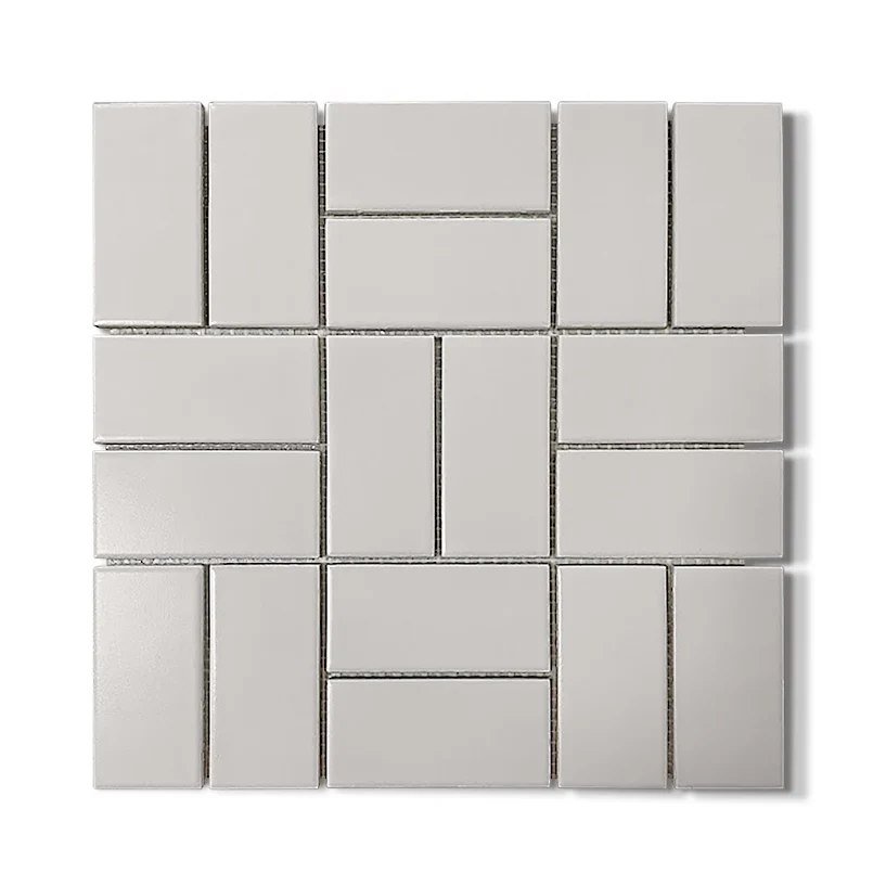 2x4 Crosshatch Porcelain Mosaic Tile in Light Mink Matte Color