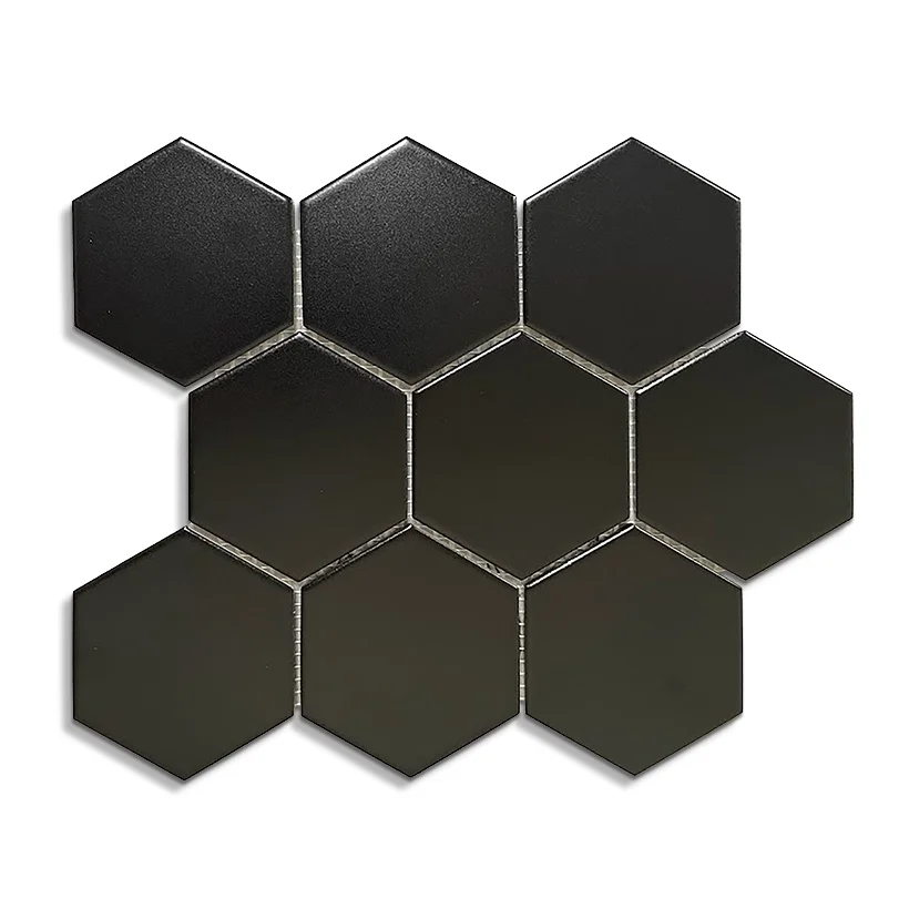 3x3 Hexagon Mosaic Tile in Black Matte Color