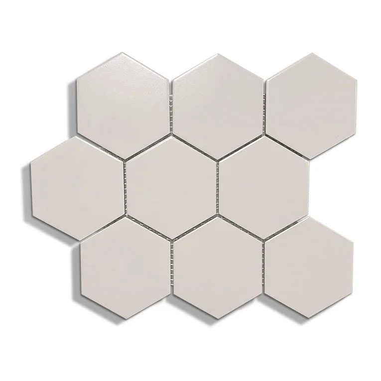 3x3 Porcelain Hexagon Mosaic Tile in Light Mink Matte Color