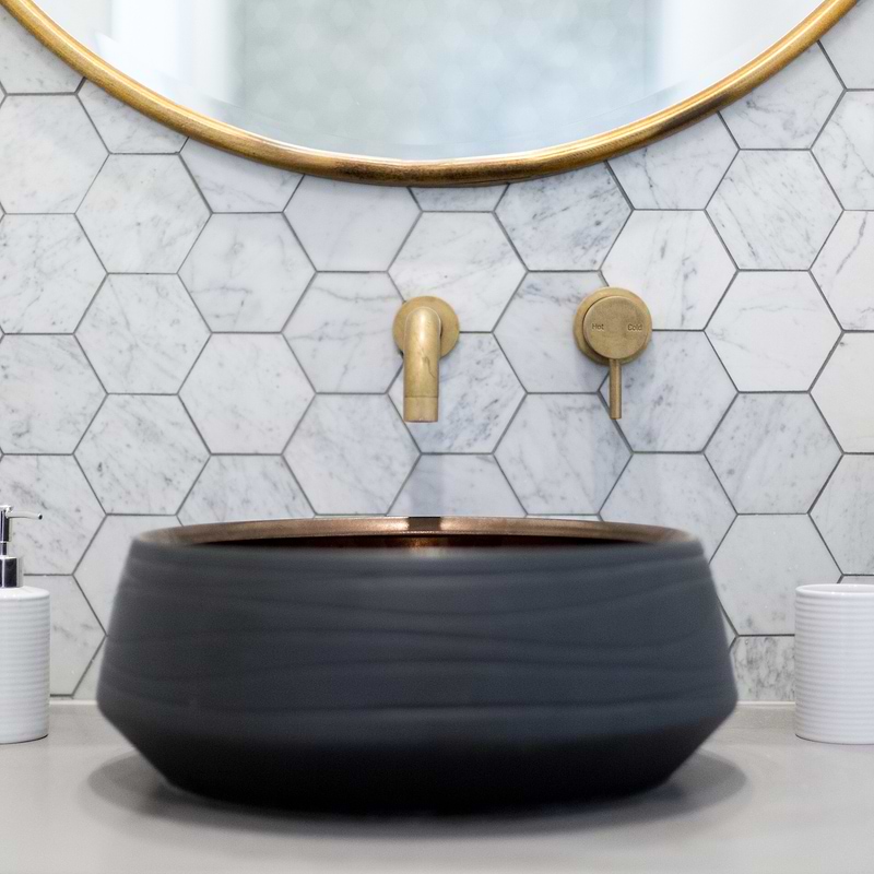 3x3 Hexagon Tile Bathroom Backsplash