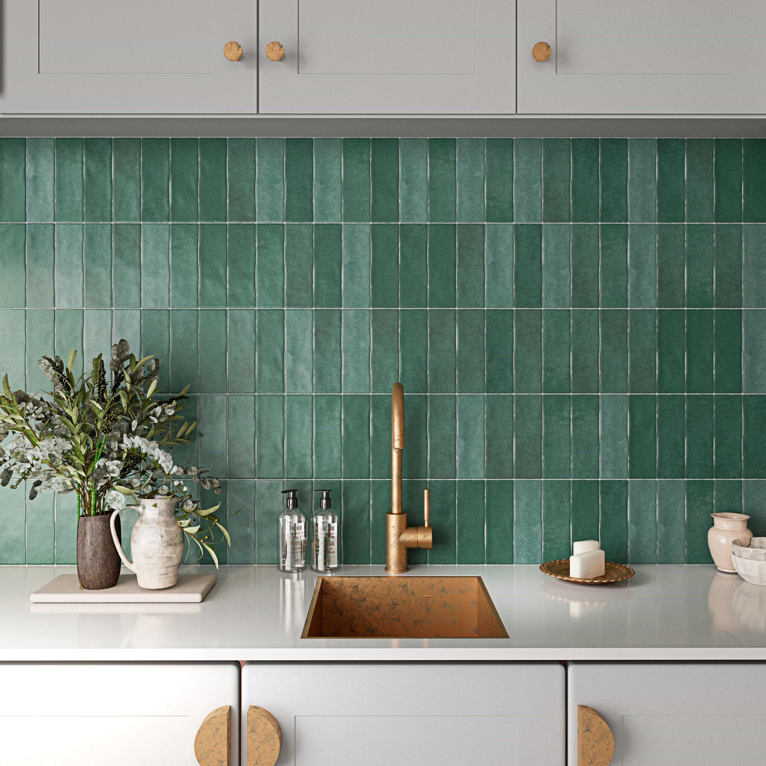 Gradient Verde Subway Porcelain Tile Matte available in iTileMosaic