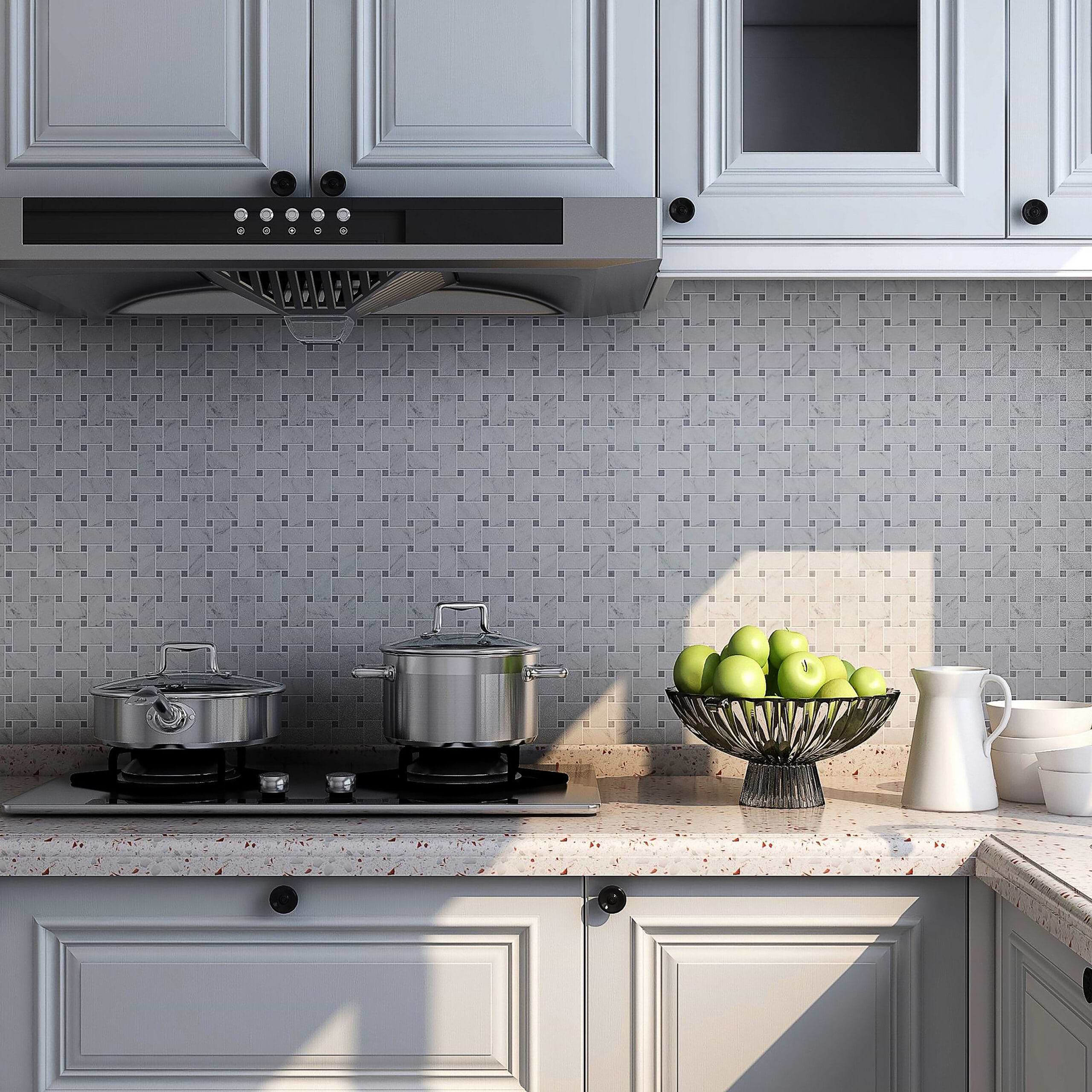 Carrara Basketweave Grey Polished Marble, part of Carrara Series
