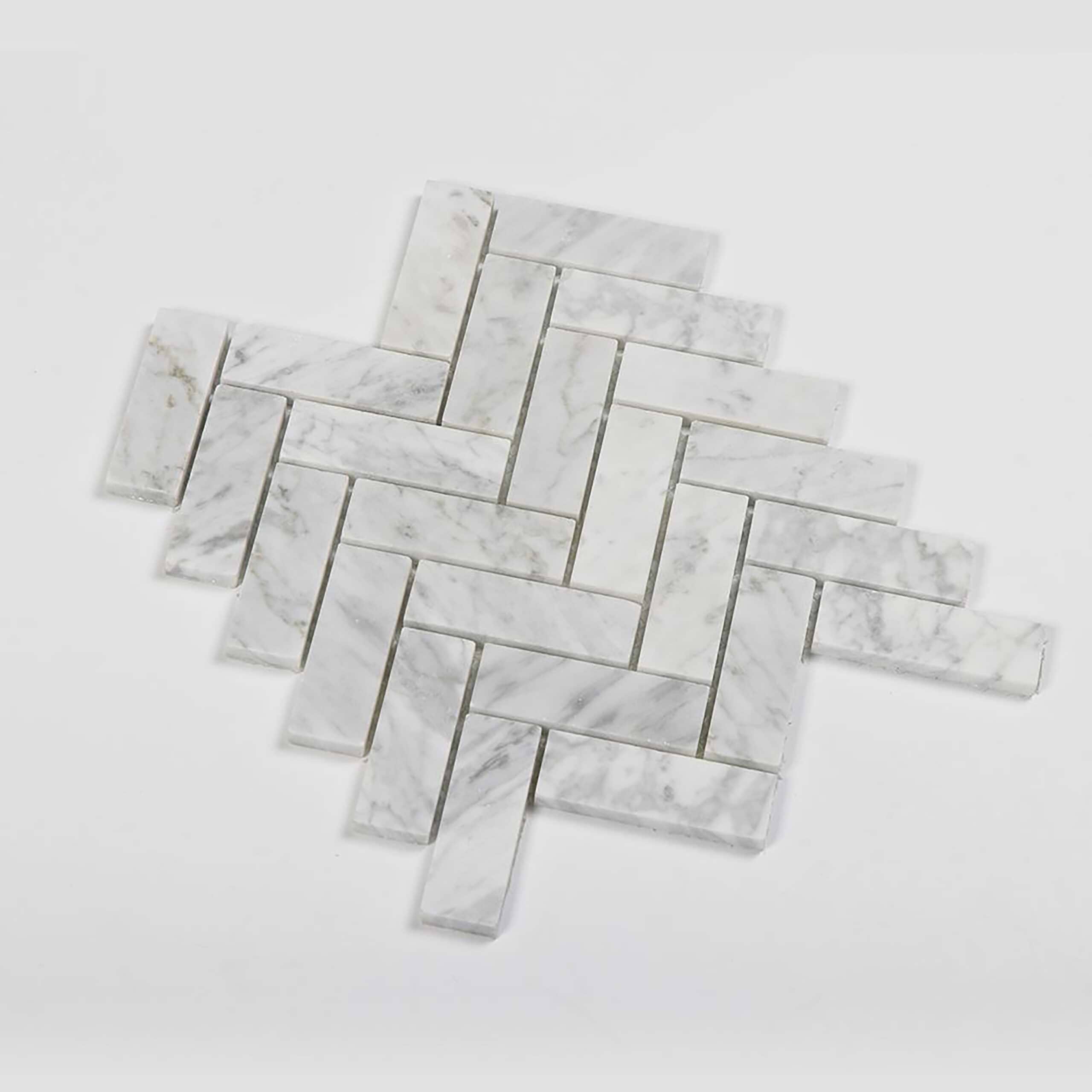 Carrara Herringbone 1x3 Polished Marble Mosaic Tile