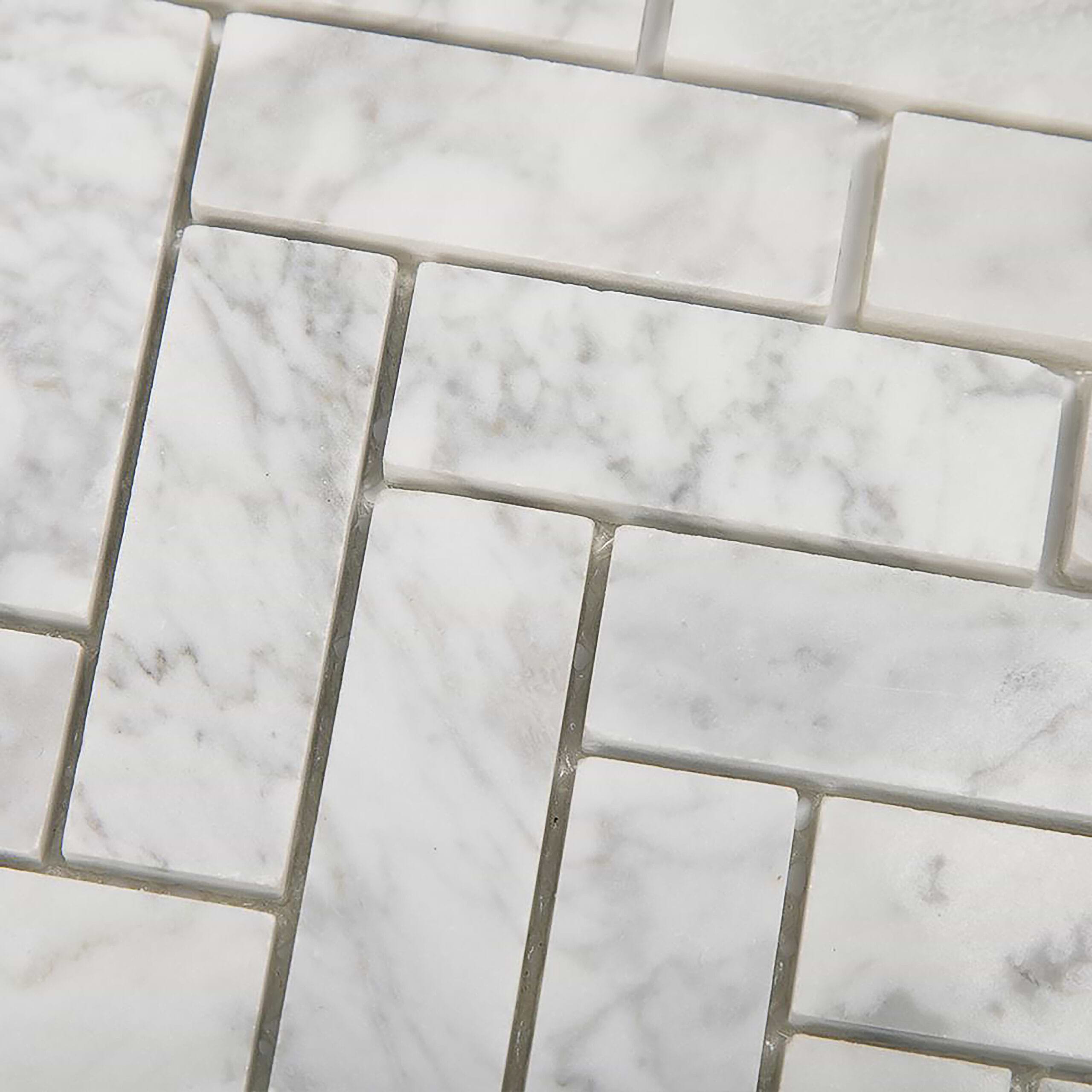 Carrara Herringbone 1x3 Polished Marble Mosaic Tile