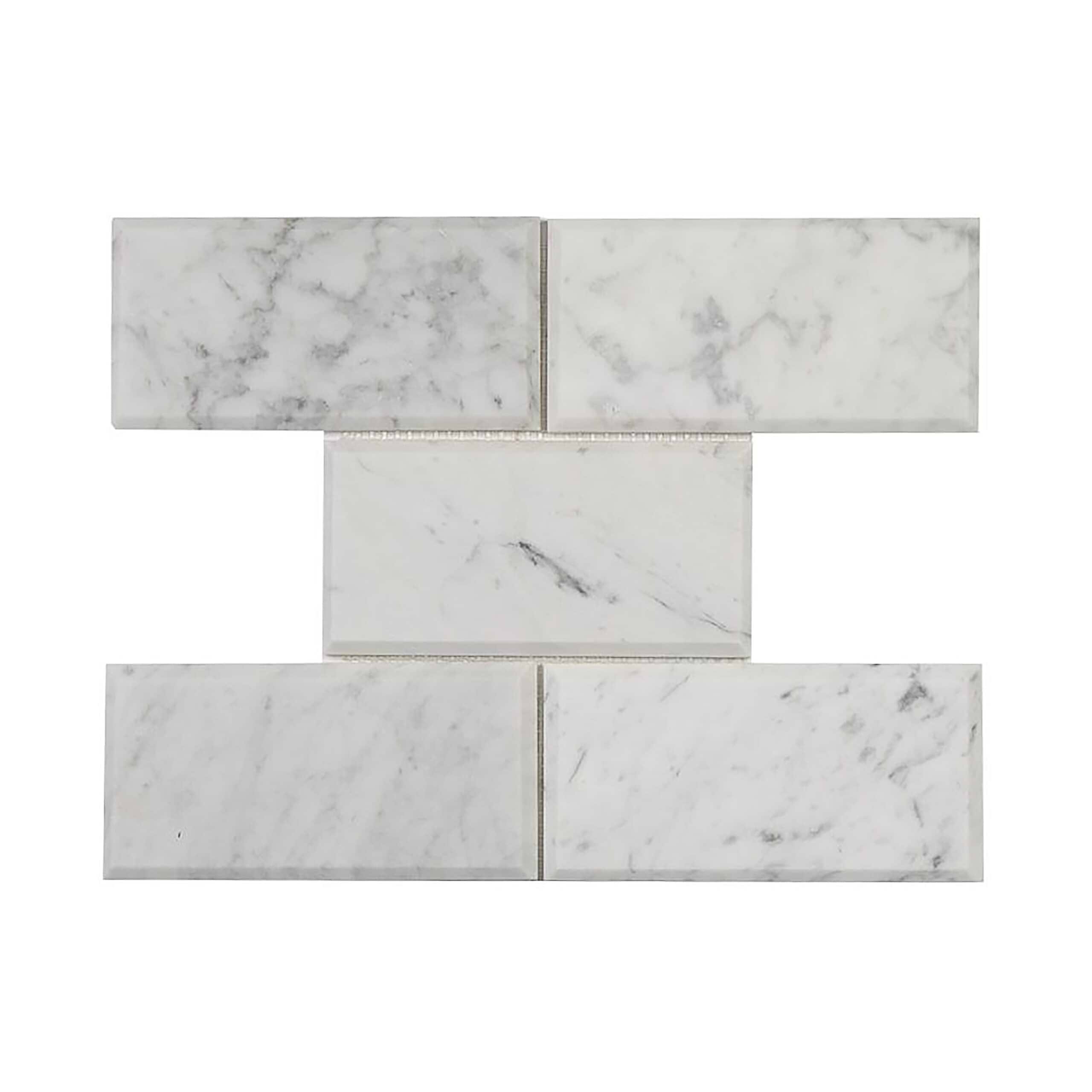 Carrara White 3x6 Beveled Polished Marble Subway Tile Carrara White 3x6 Beveled Polished Marble Subway Tile