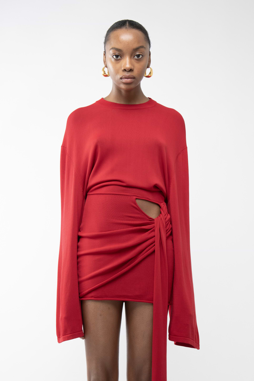 Drape LS T-shirt Dress