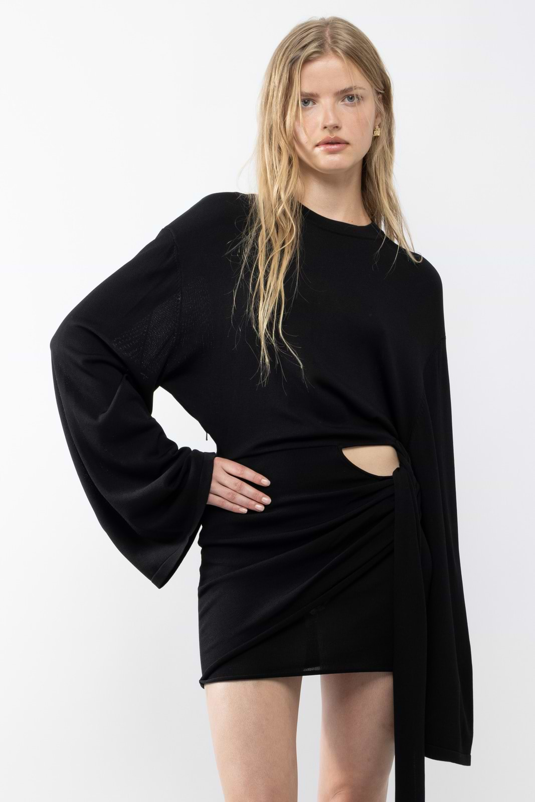 Drape LS T-shirt Dress