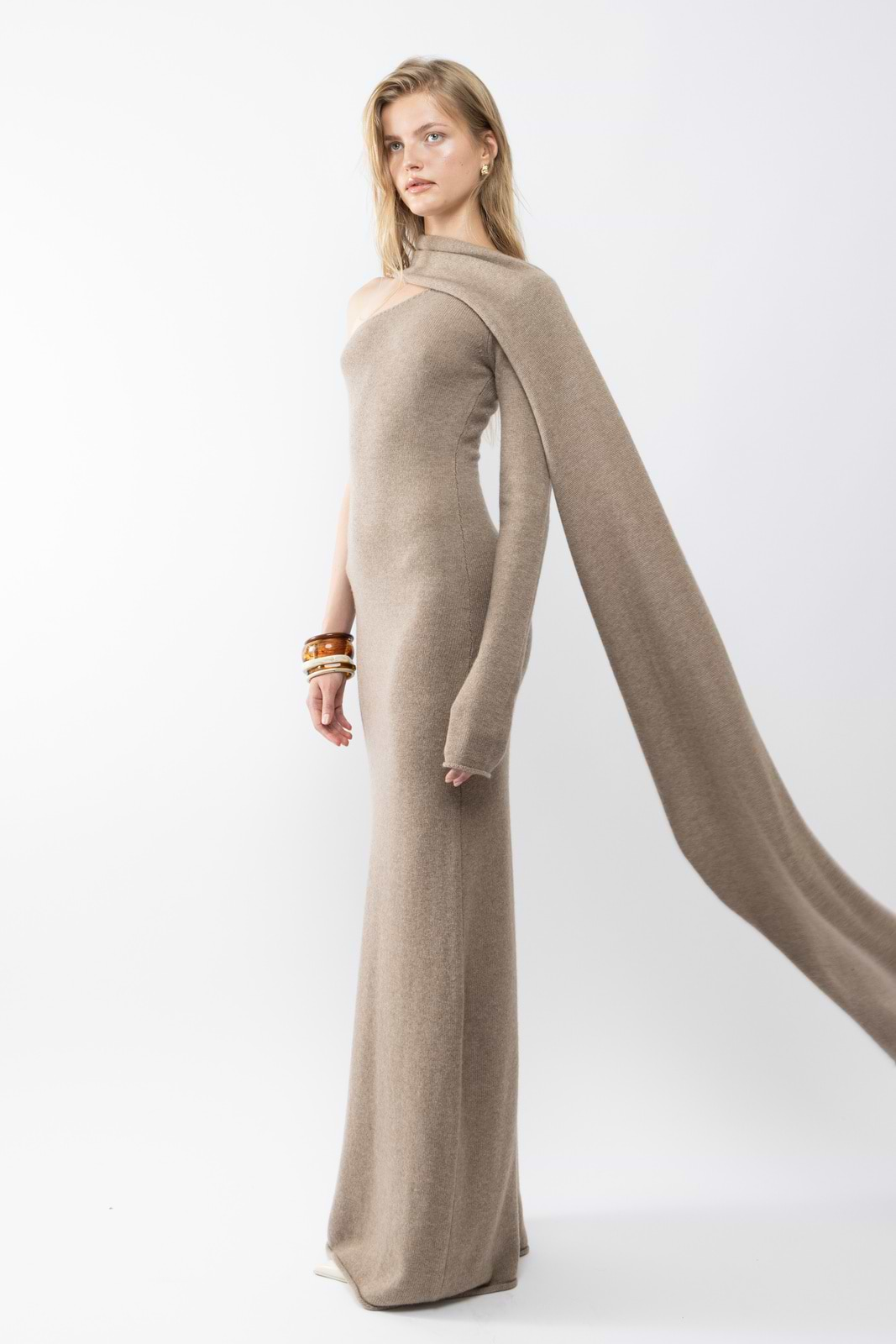 Scarf Draped Maxi Dress