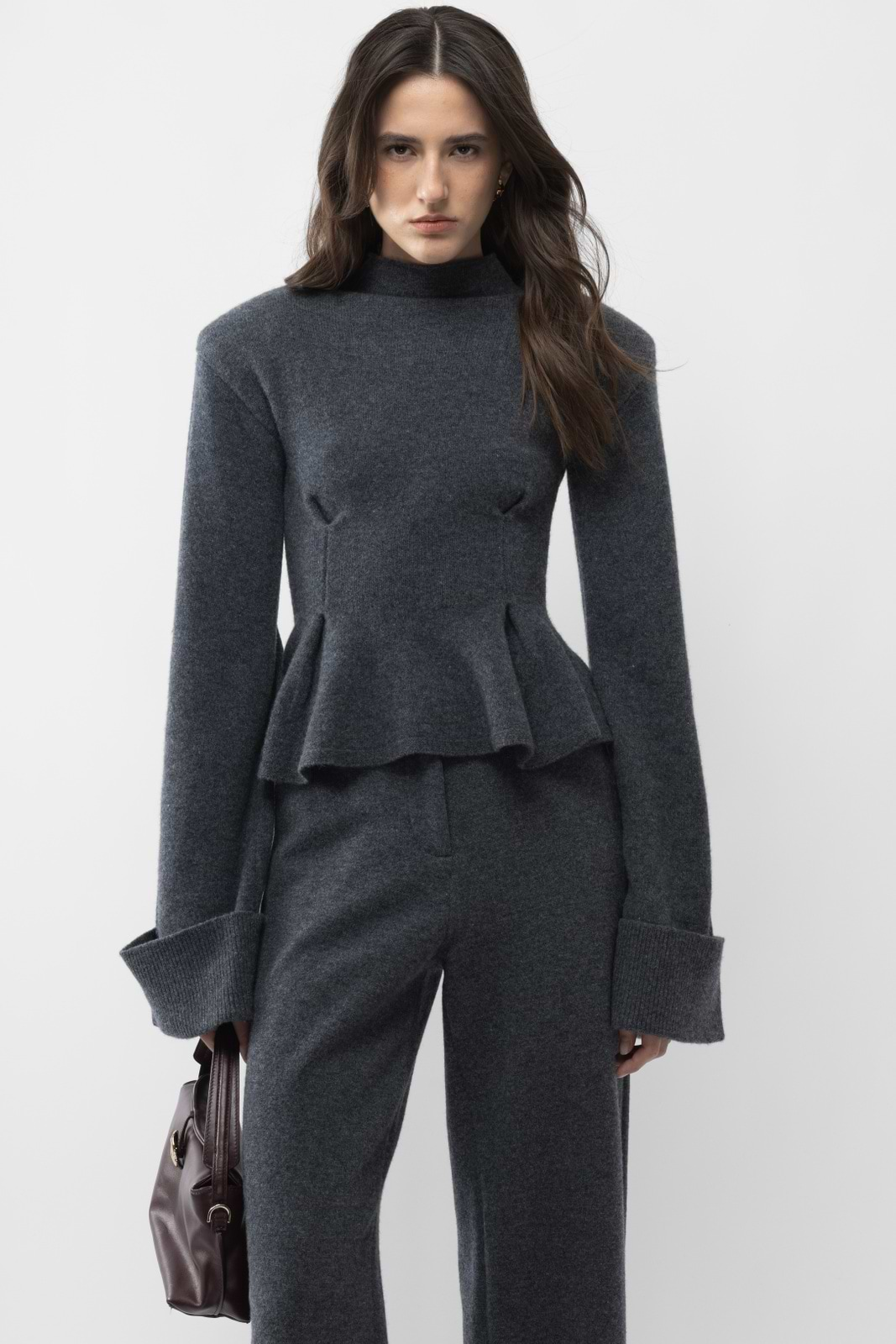 Knitted Peplum Turtleneck