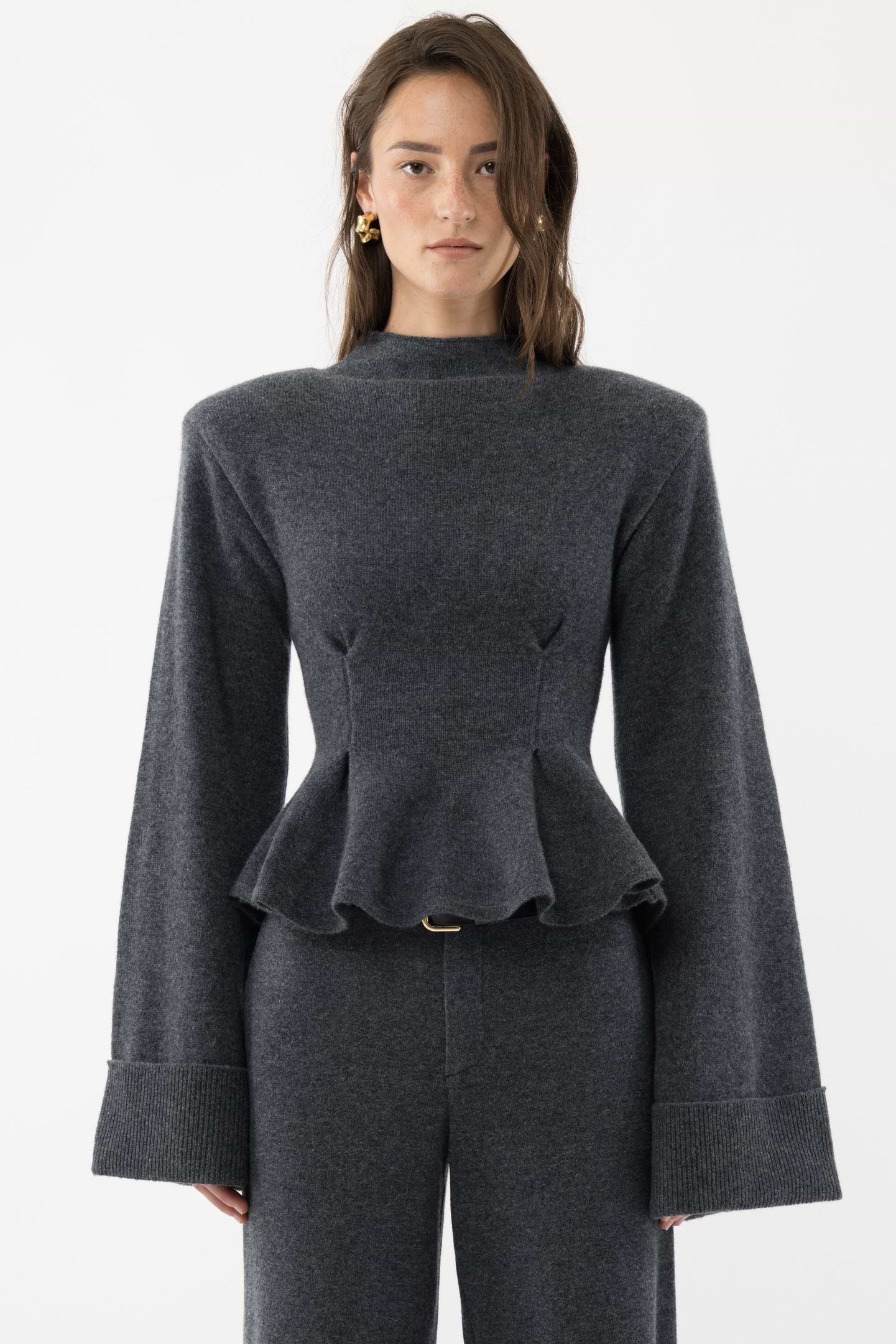 Knitted Peplum Turtleneck - Arakii
