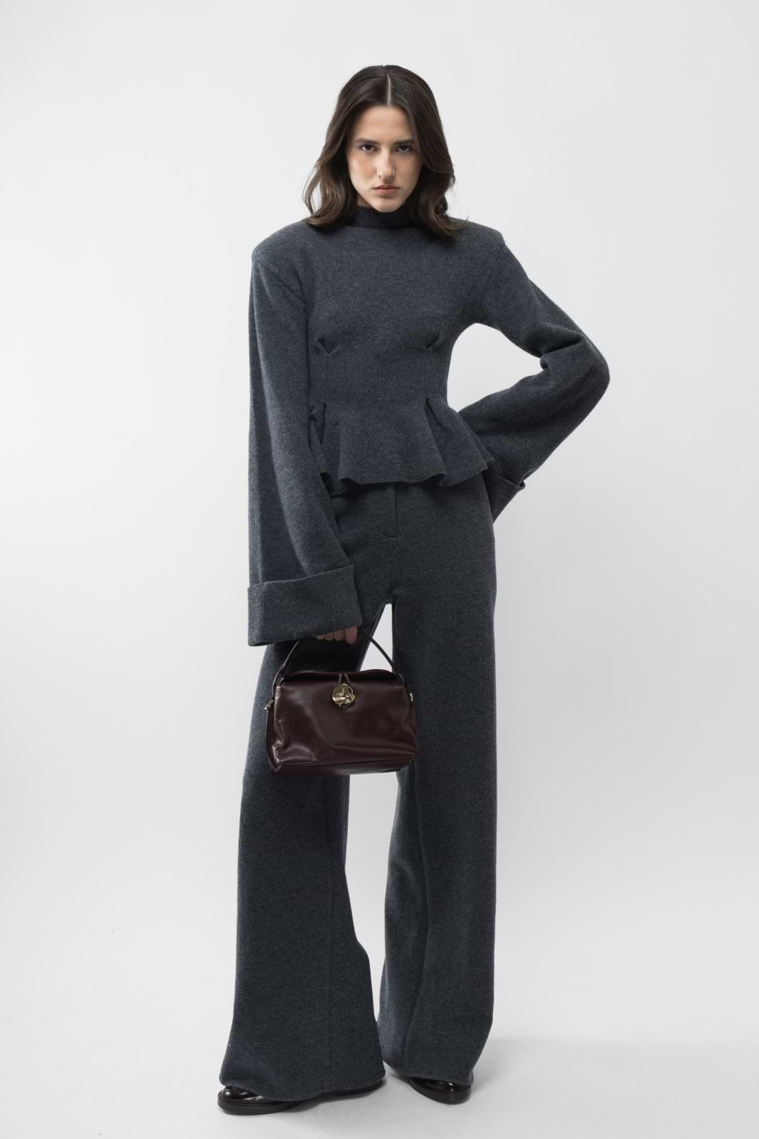 Knitted Peplum Turtleneck