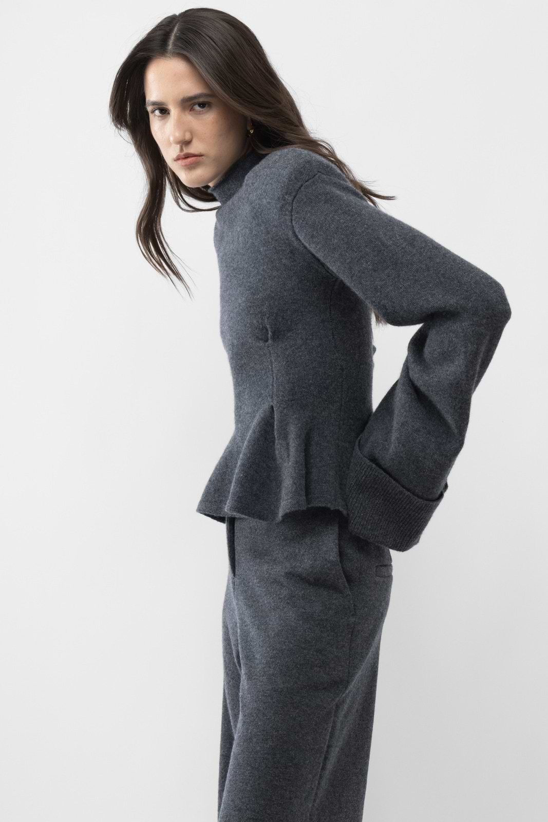 Knitted Peplum Turtleneck