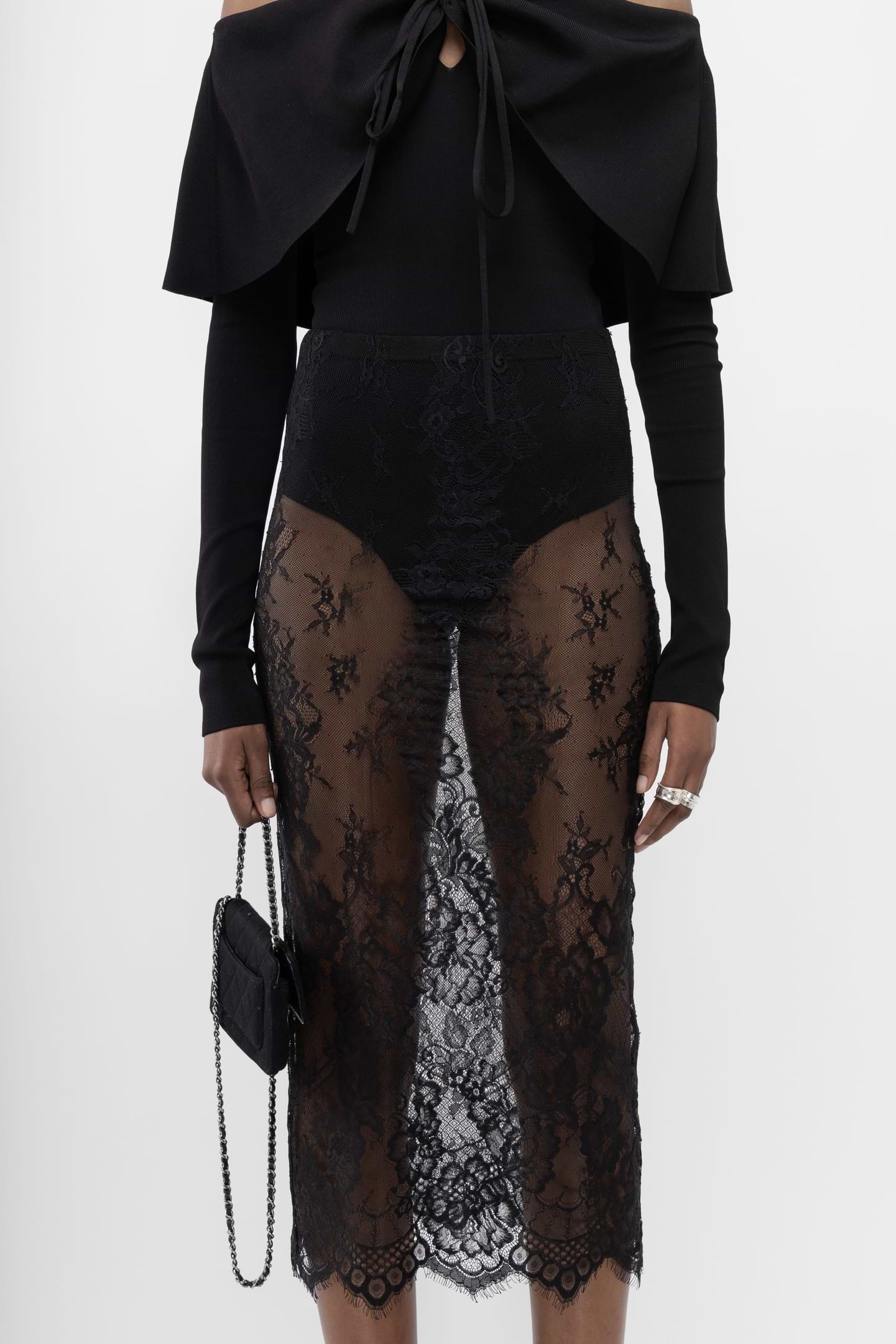 Lace Midi Skirt - Arakii
