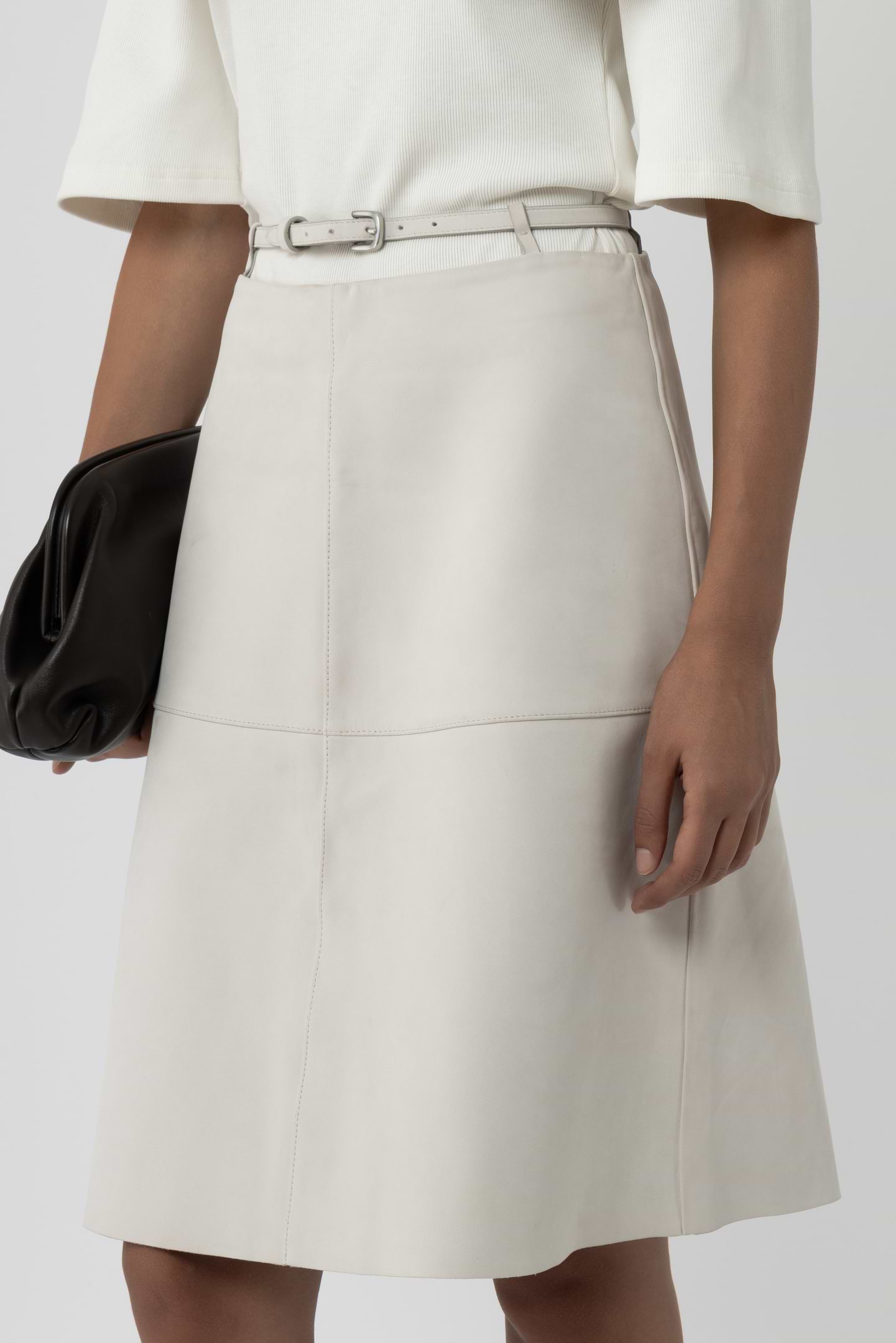 Belted Leather Skirt