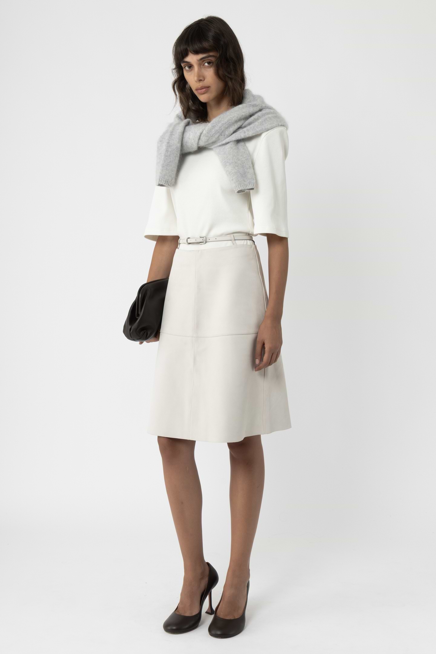 Belted Leather Skirt