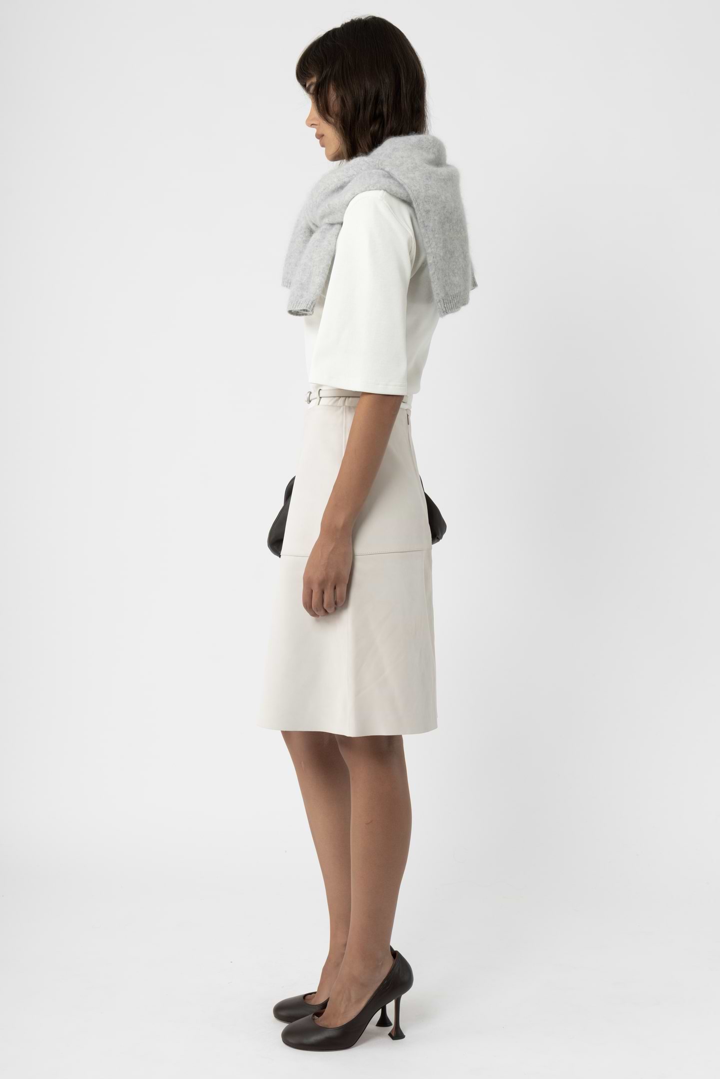 Belted Leather Skirt