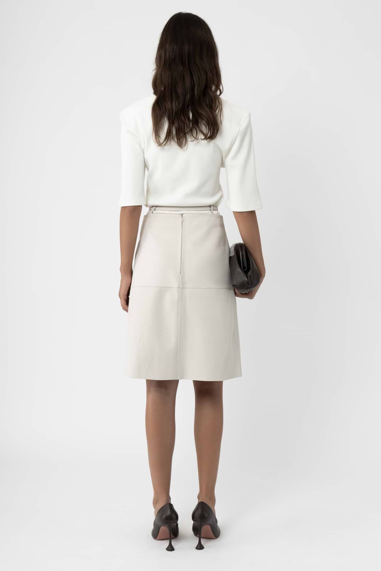 Belted Leather Skirt