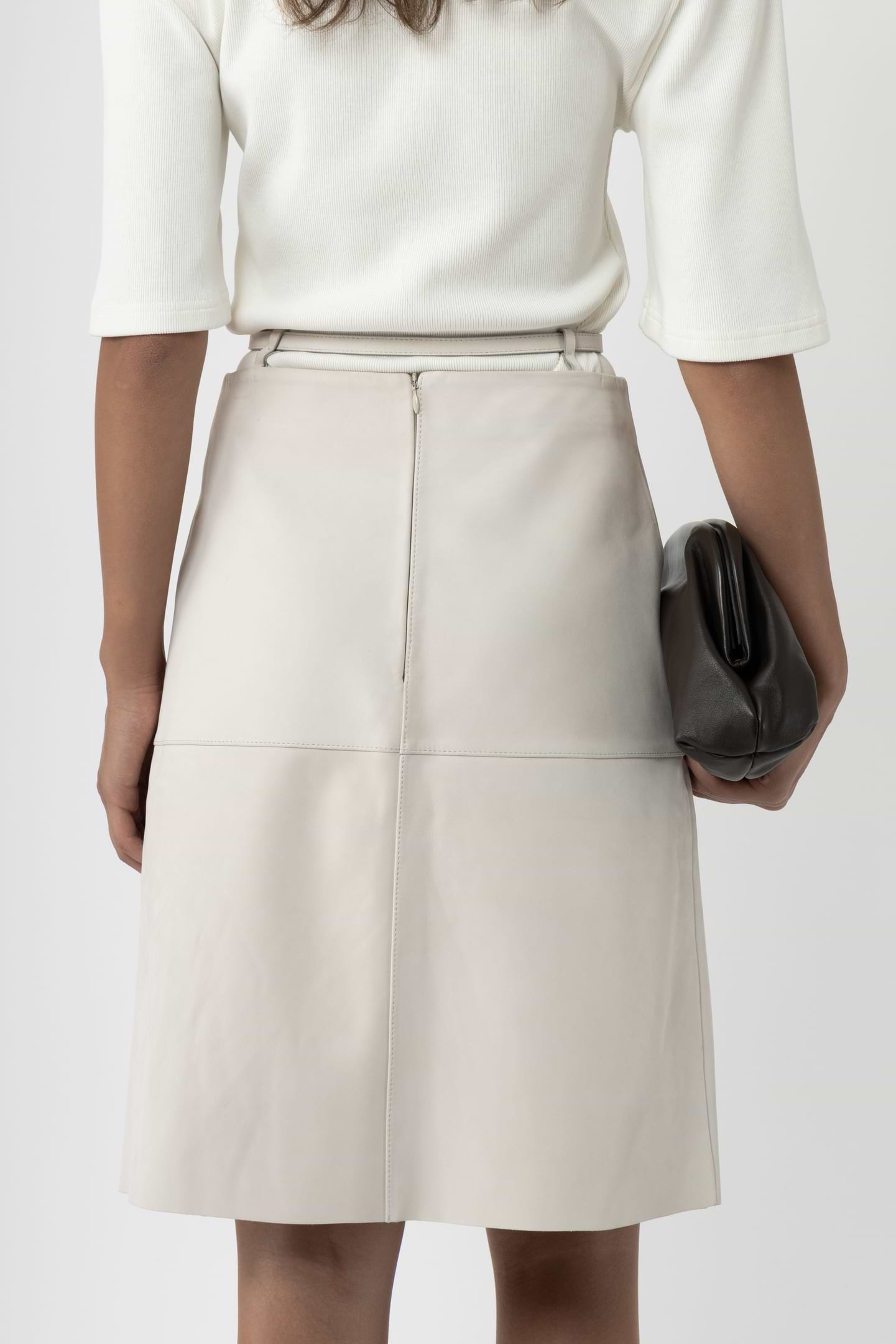 Belted Leather Skirt