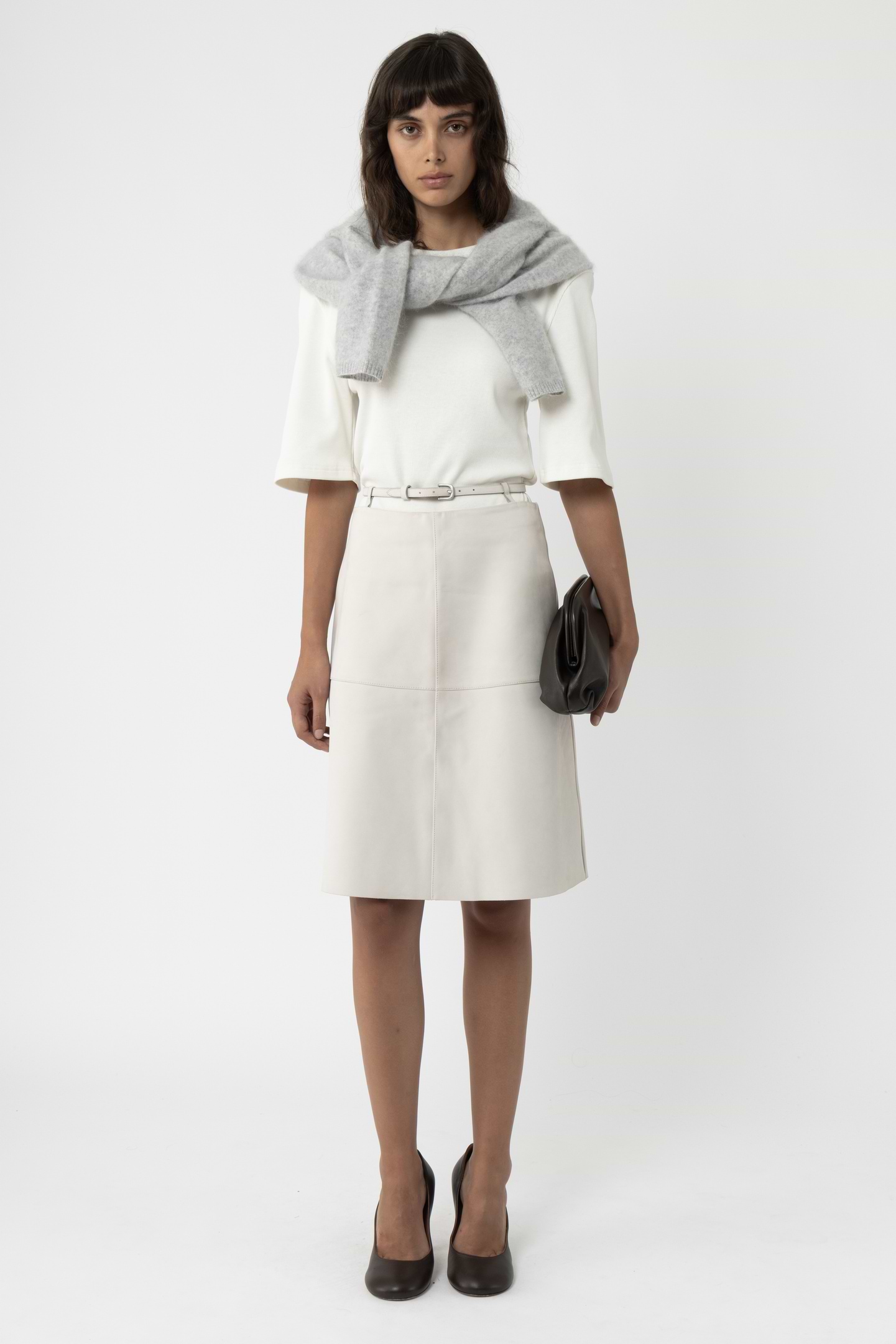 Belted Leather Skirt