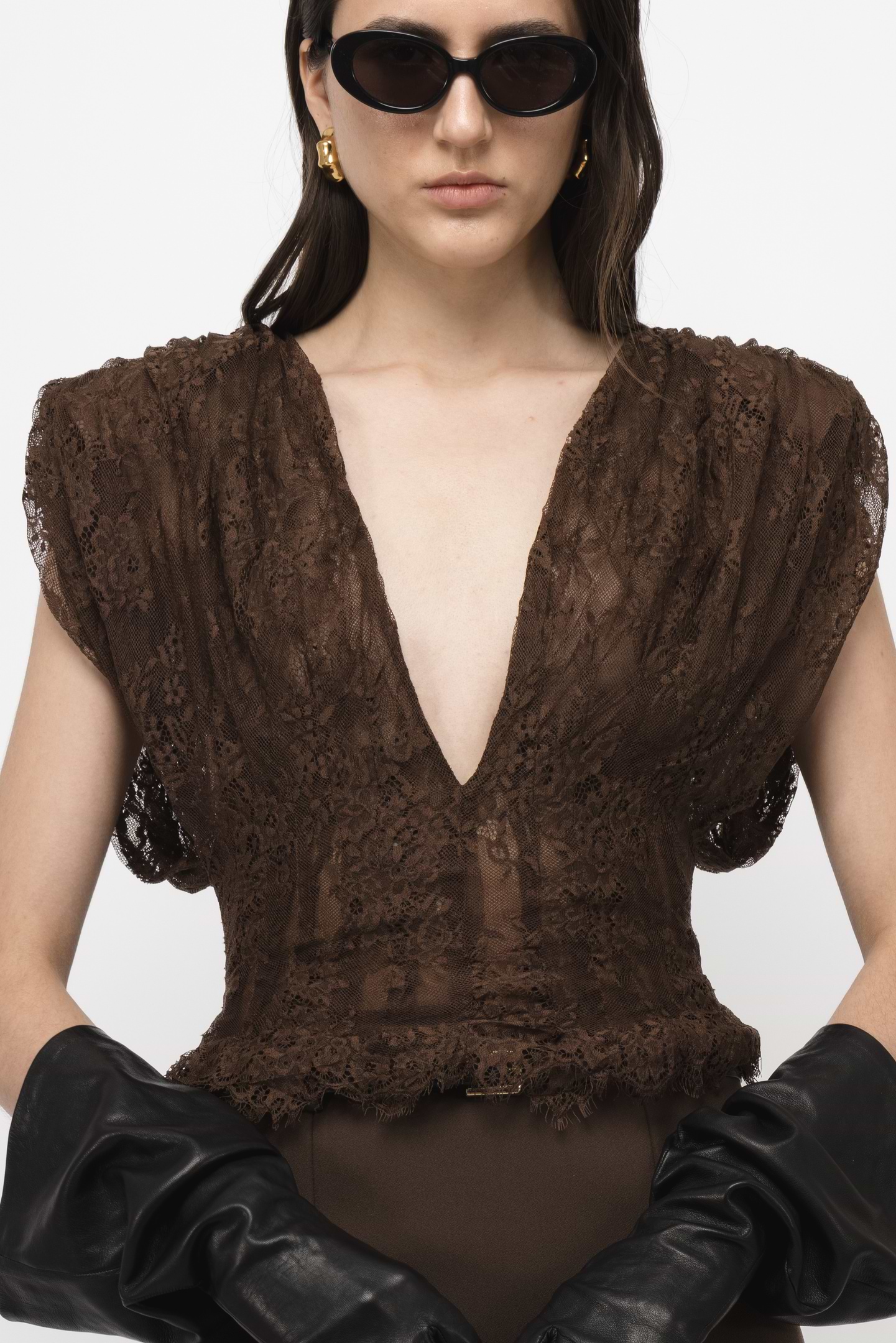deep v neck lace top