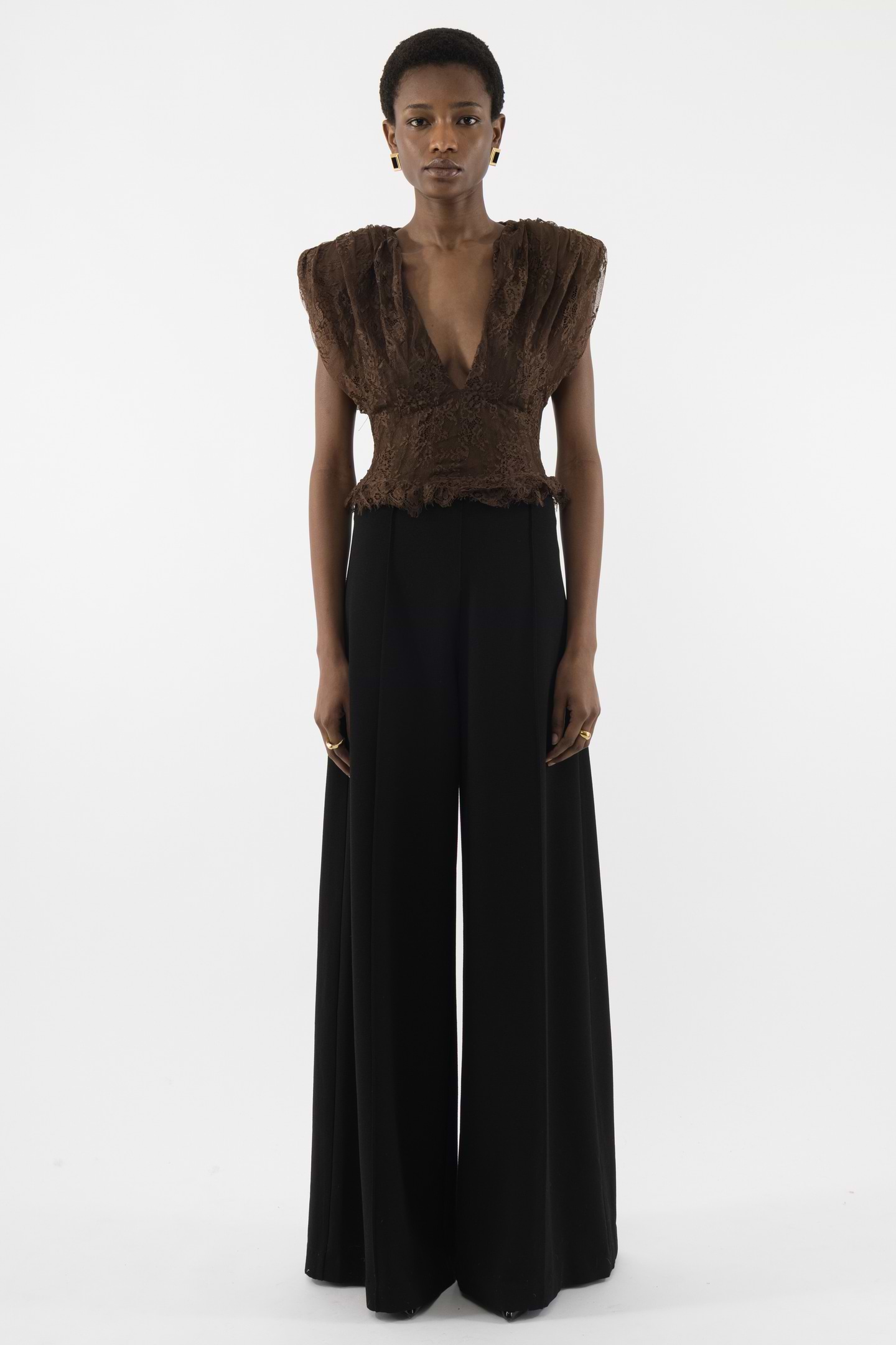 Deep V-neck Lace Top