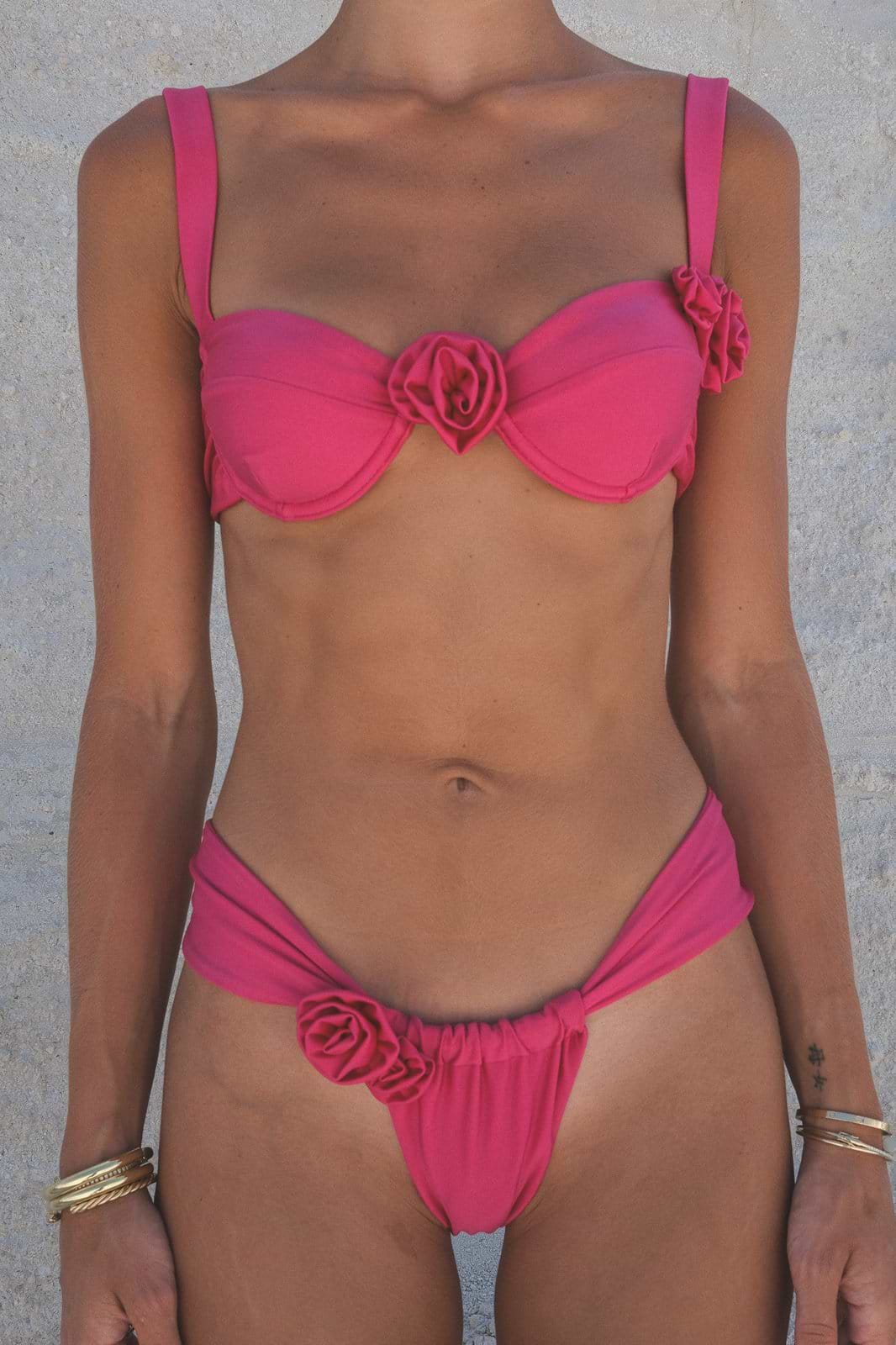 Rose bikini top pink