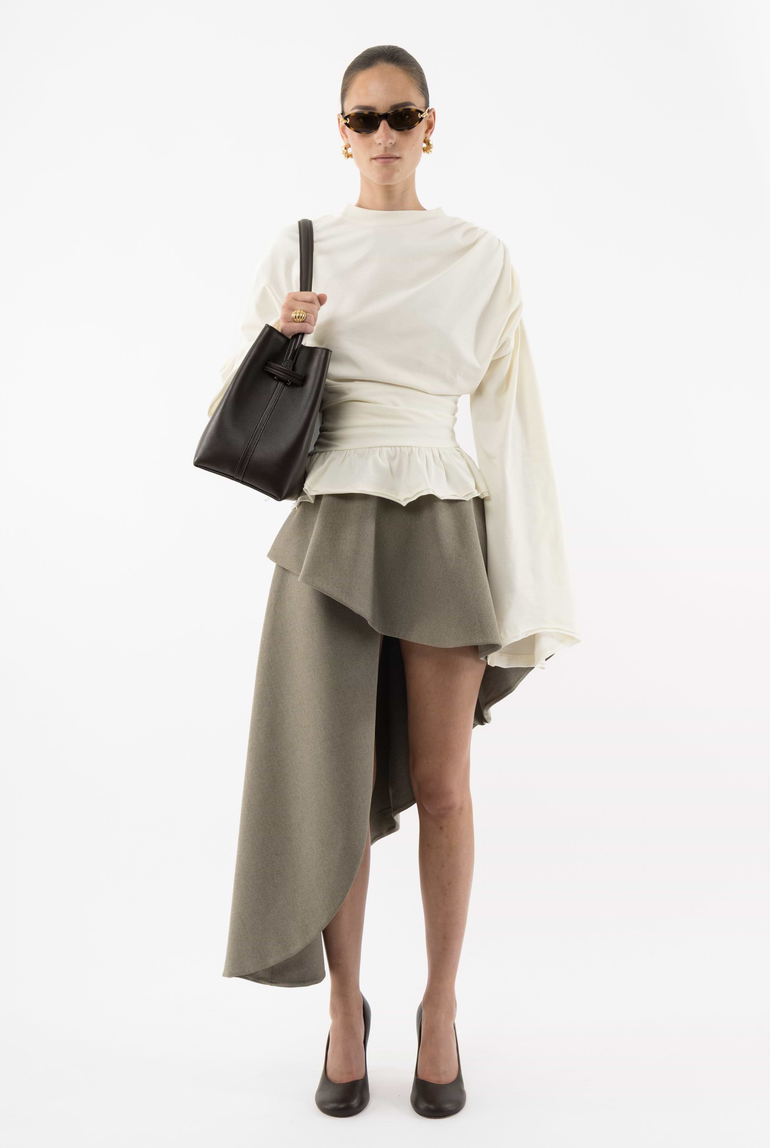 Draped Long Sleeve Shirt - Arakii