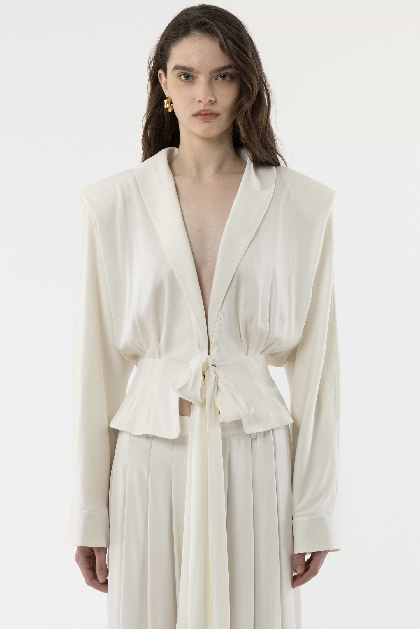 Front Tie Silk Blouse, Silk jacket, silk suit - Arakii