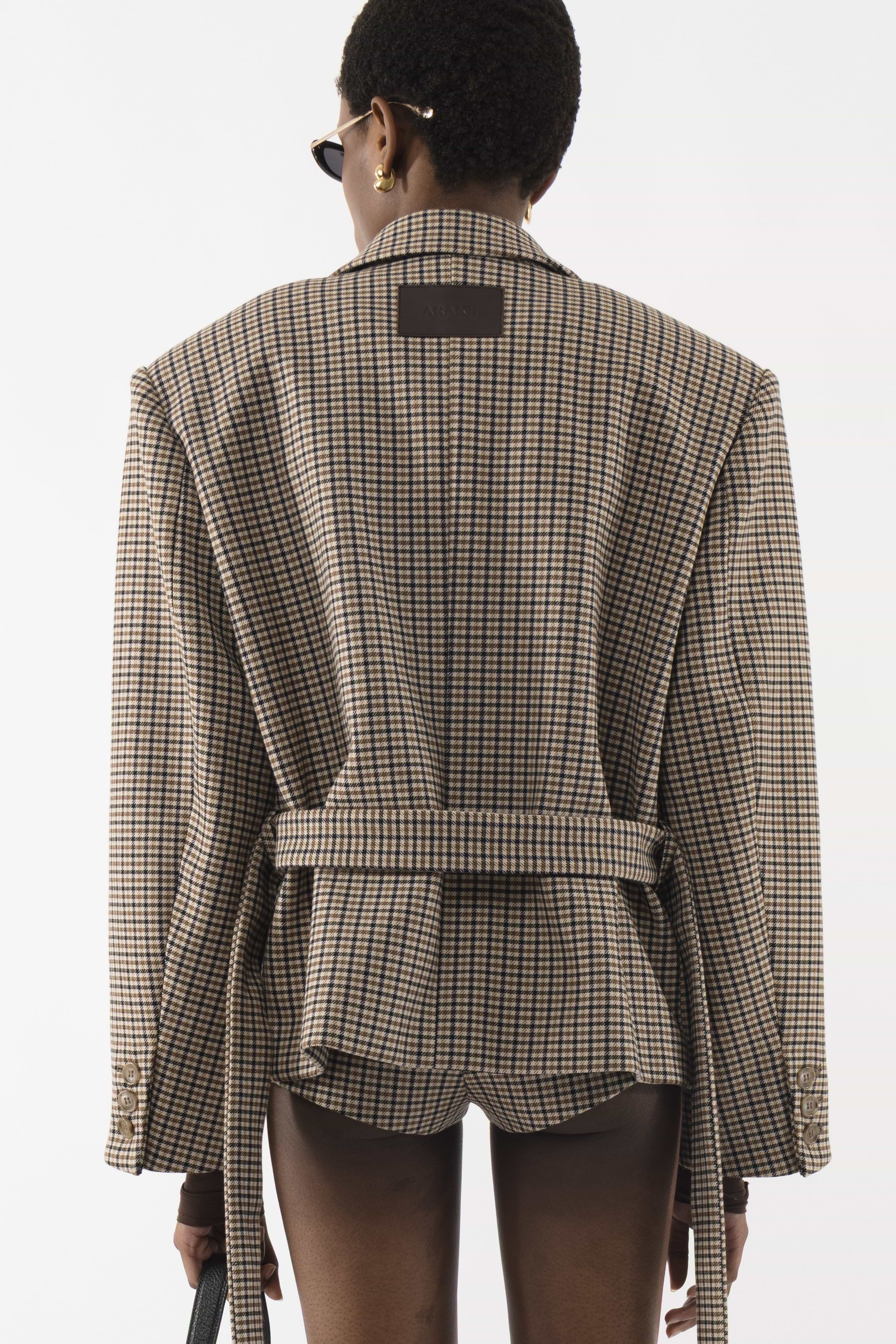 Checked Belt Jacket