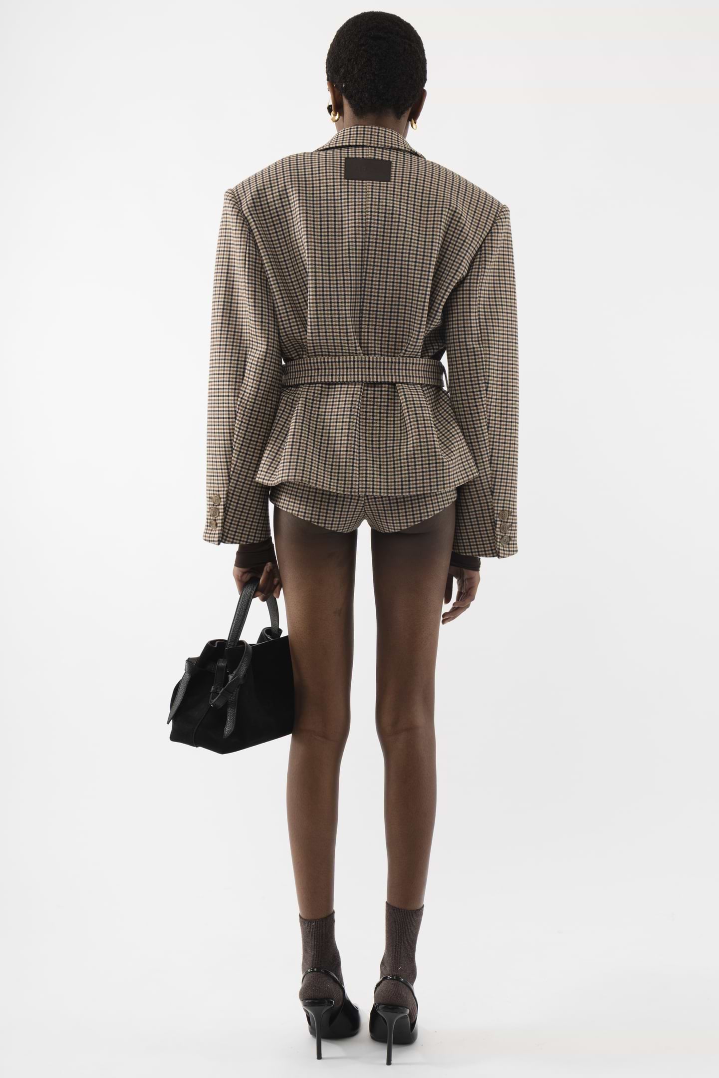 Checked Belt Jacket