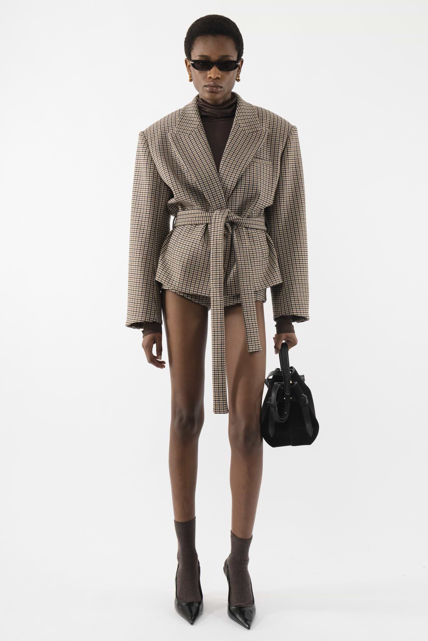 Checked Belt Jacket