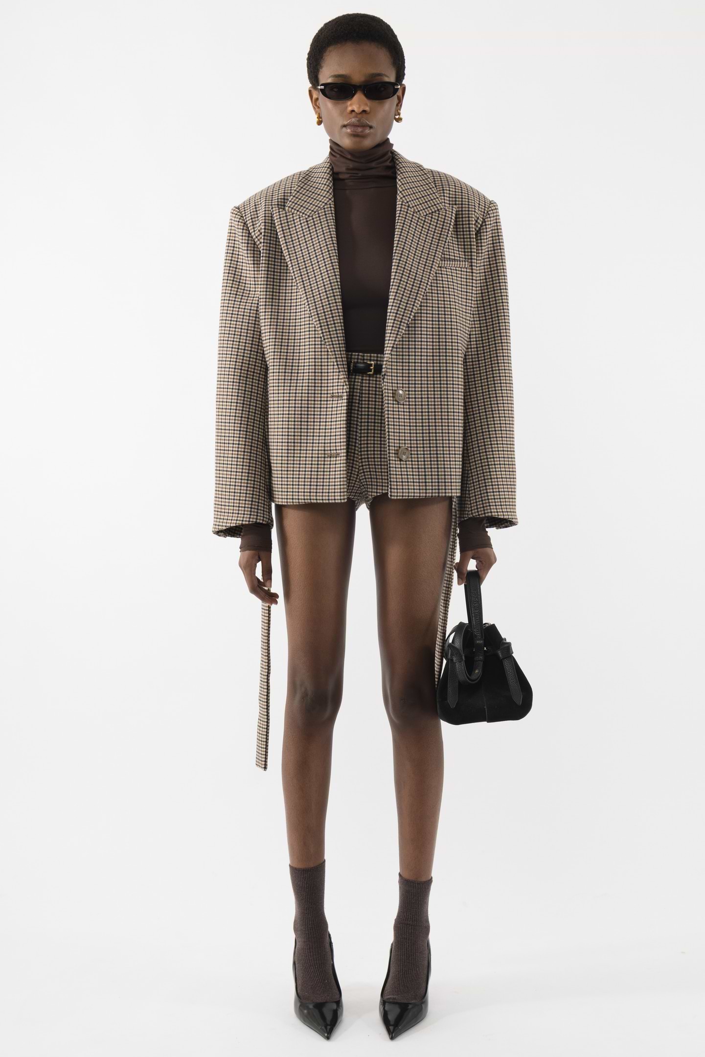 Checked Belt Jacket