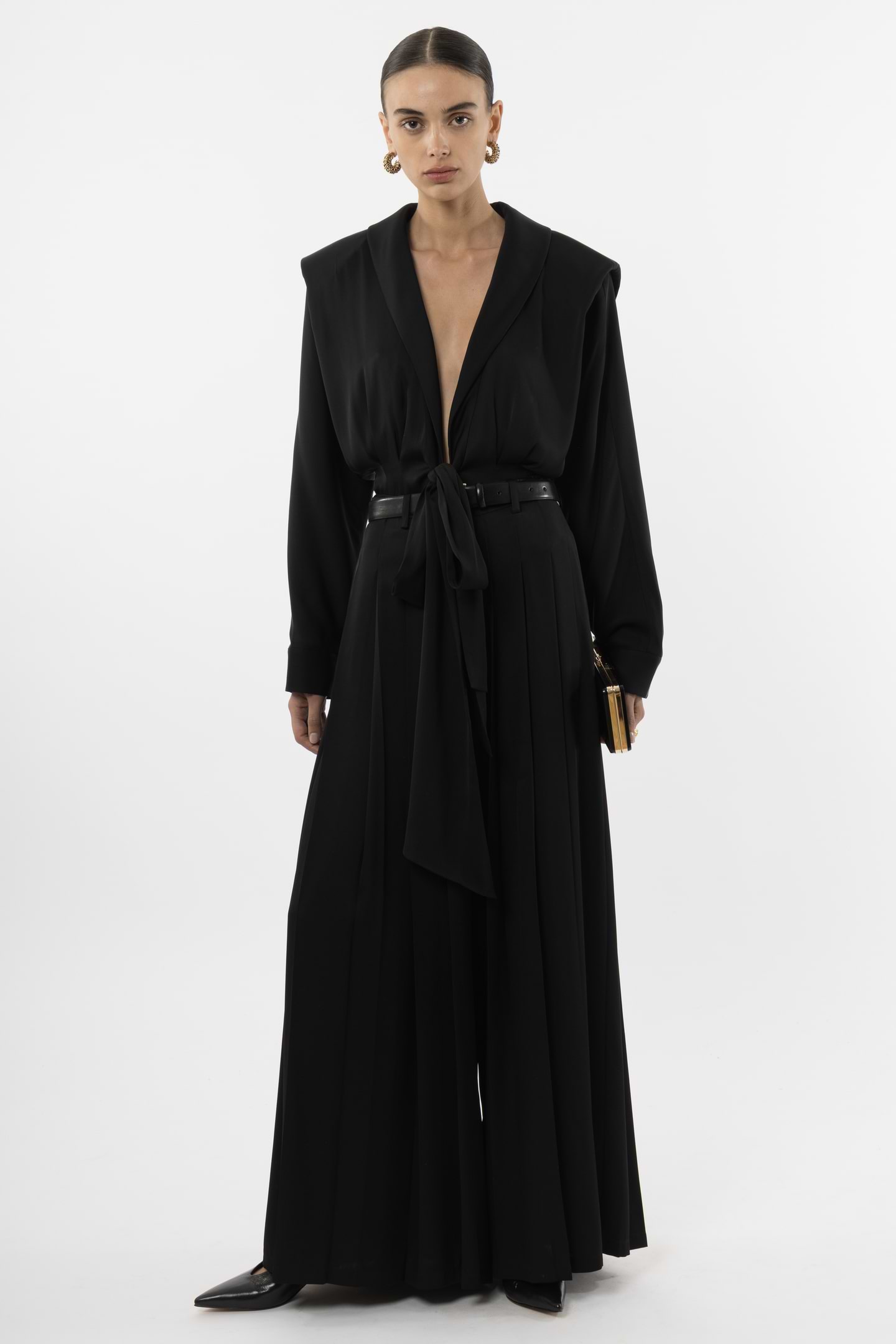 Front Tie Silk Blouse