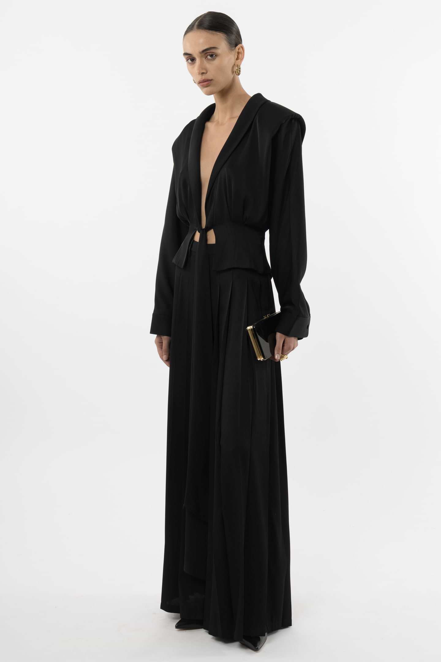 Front Tie Silk Blouse