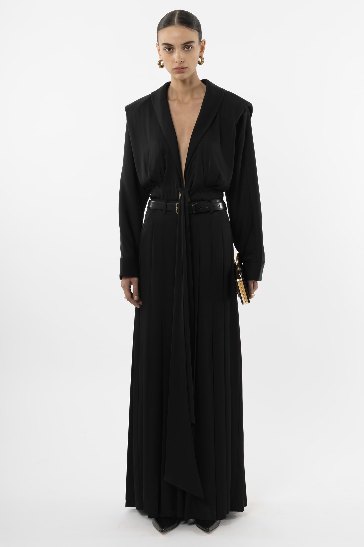 Front Tie Silk Blouse