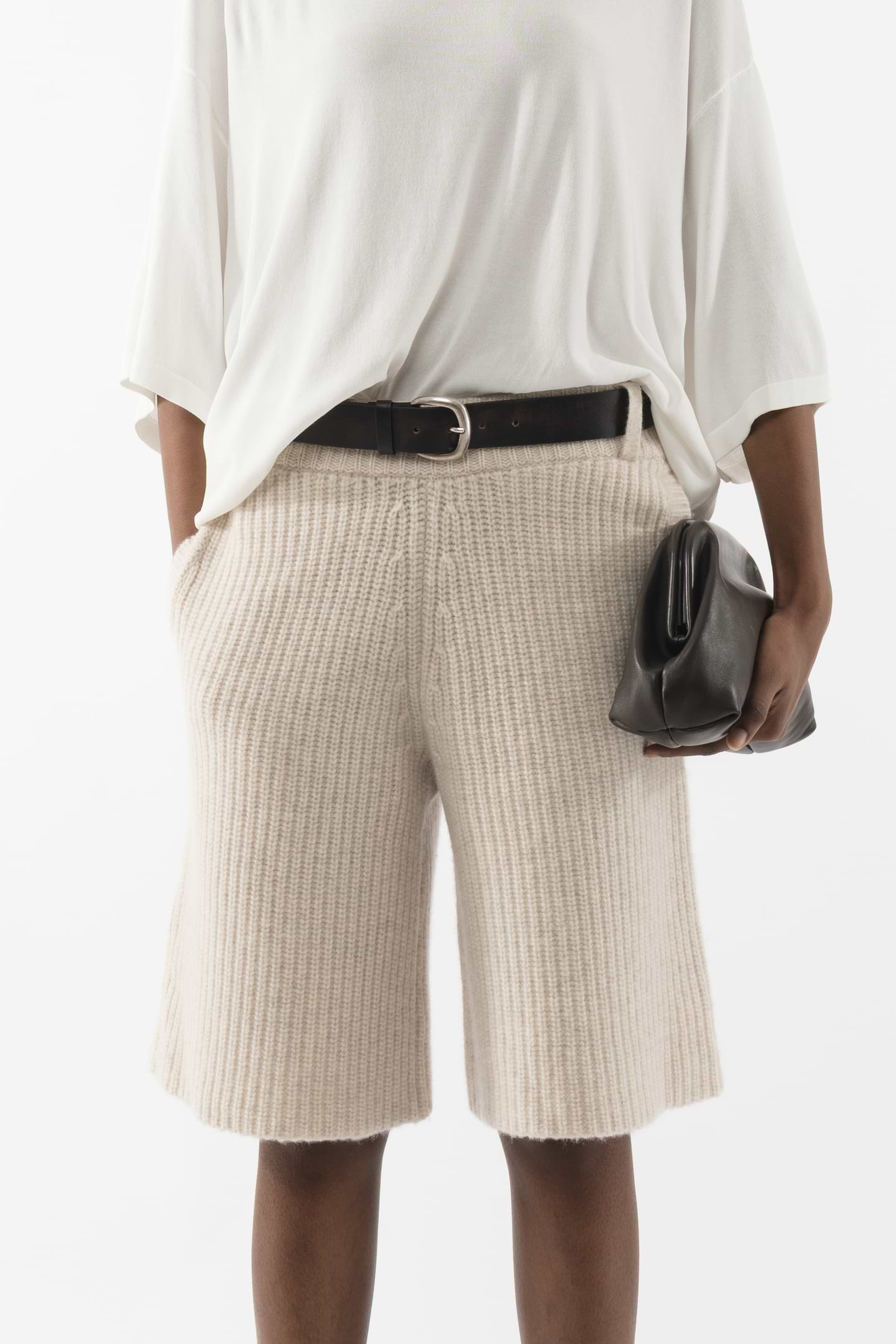 【 juemi 】Remake Short JM Knit Women's 3D Knit Souffle Yarn Ribbed Shorts (Mame Kurogouchi