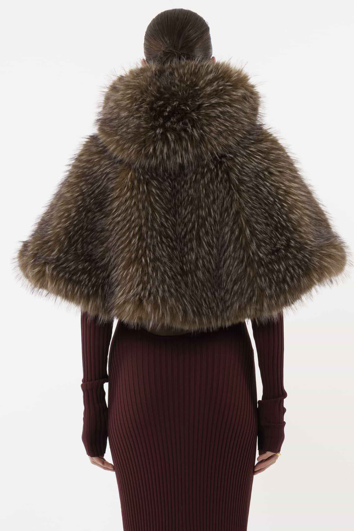Hooded Faux Fur Cape