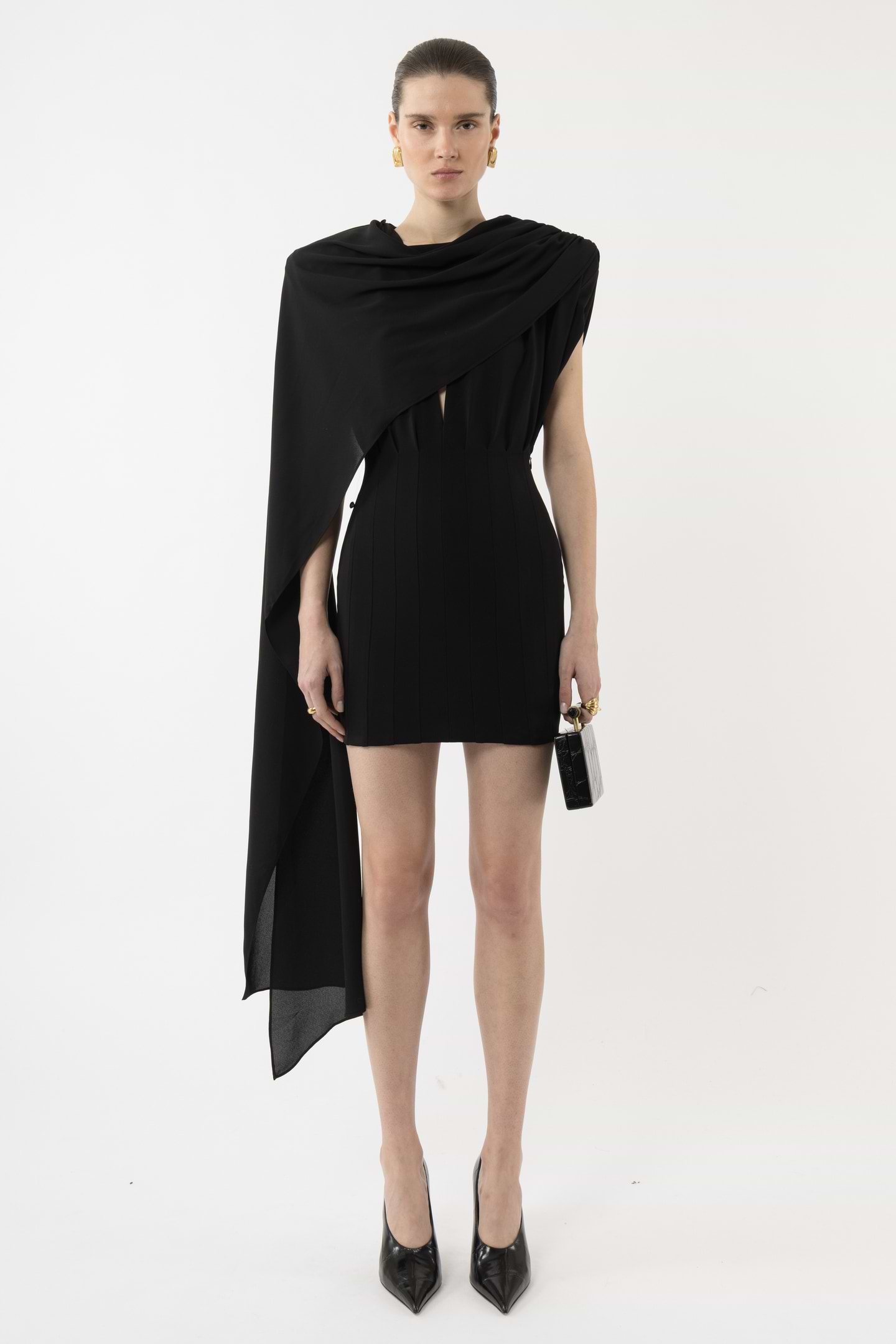 Deep V-neck Mini Dress - Arakii