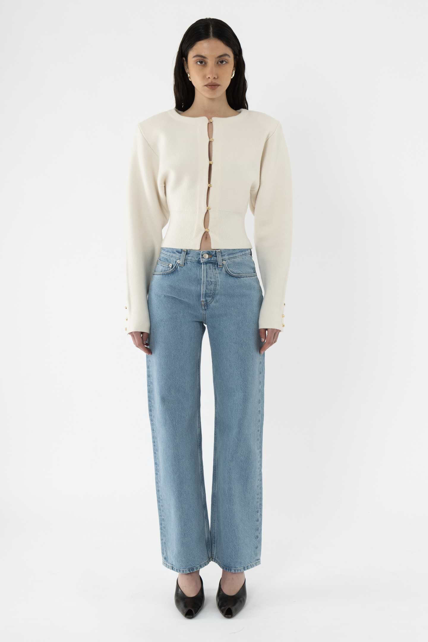 Wool Shoulder Pad Cardigan - Arakii