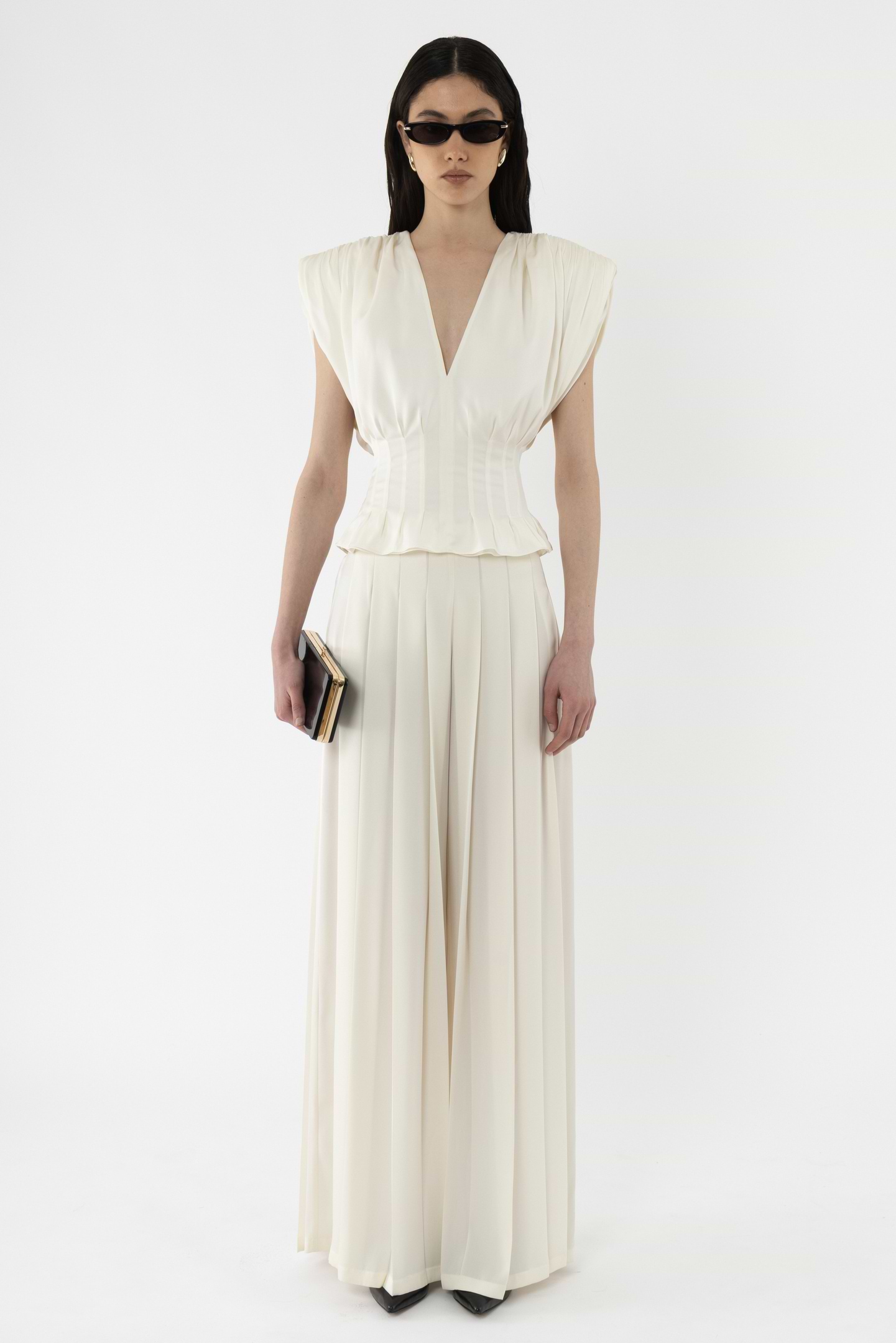 Deep V-Neck Silk Top