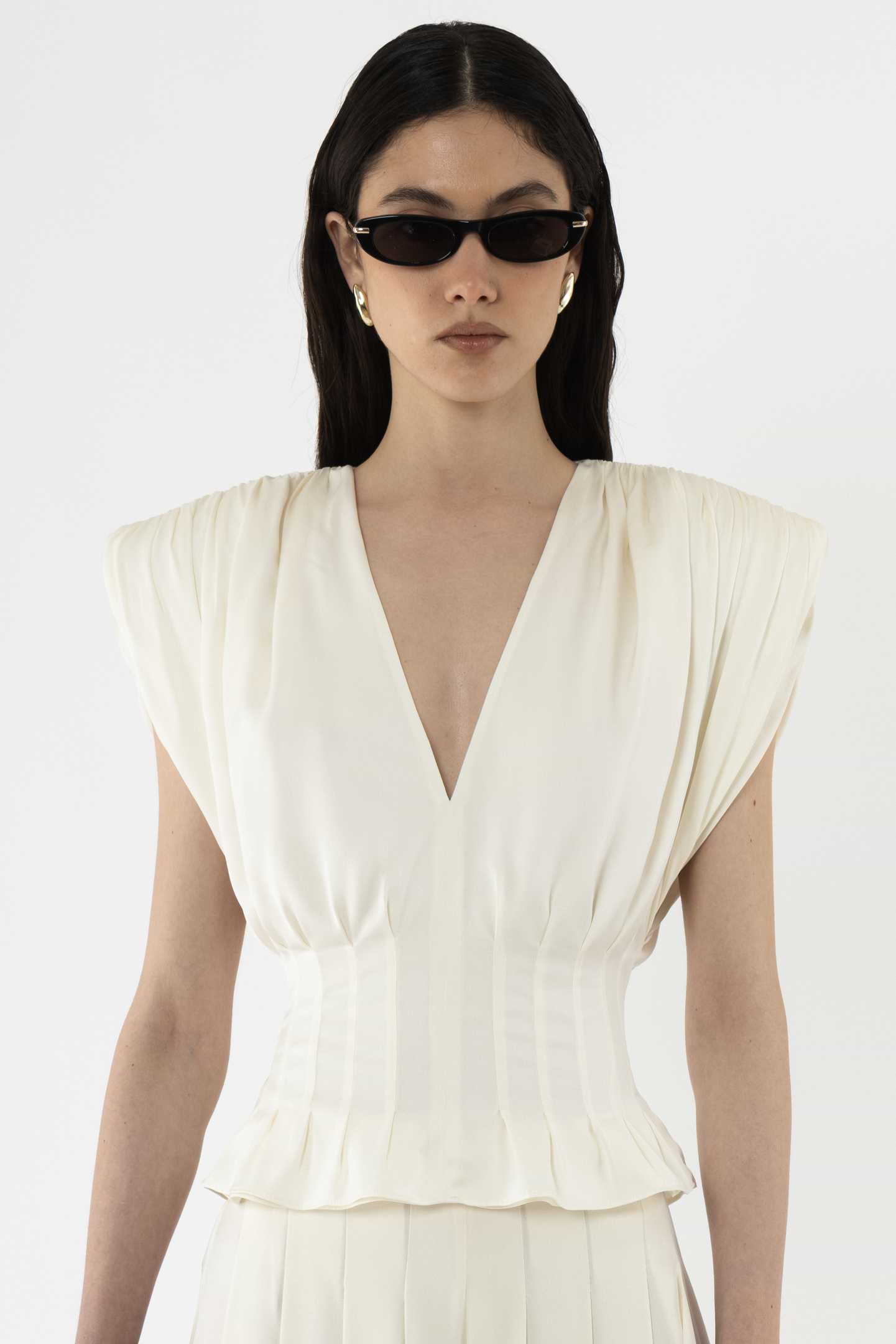 Deep V-Neck Silk Top