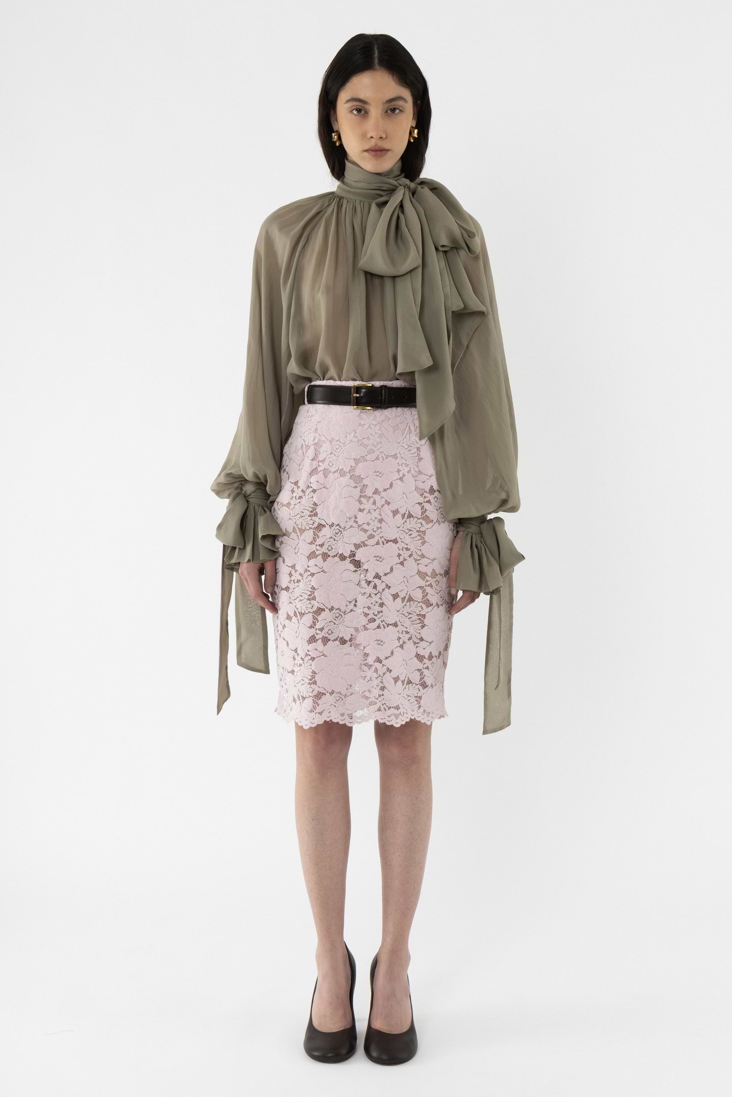 ARTS＆SCIENCE balloon blouse khaki ブラウス Silk Balloon Blouse - Arakii